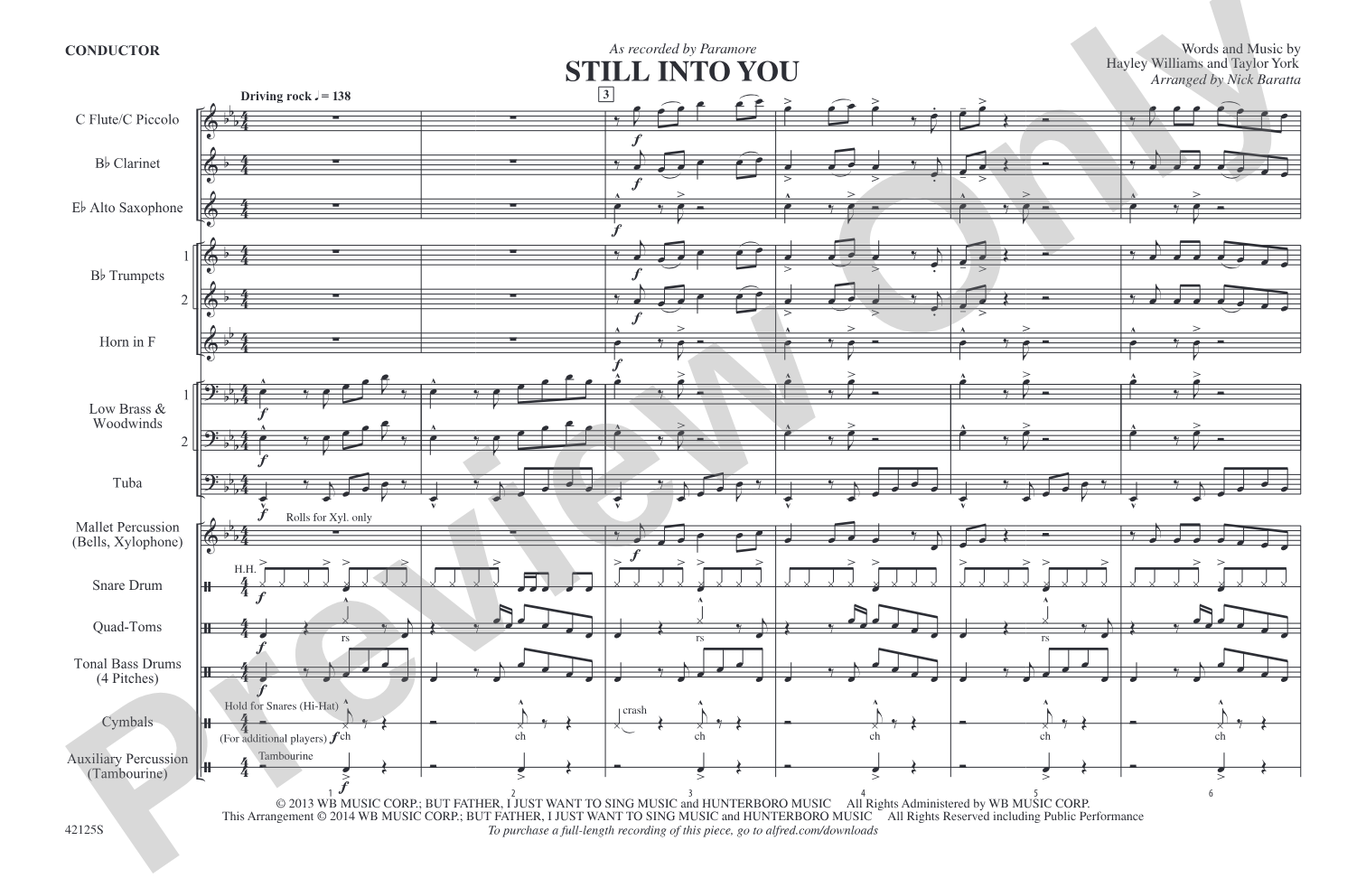 Still into You: Marching Band Conductor Score & Parts