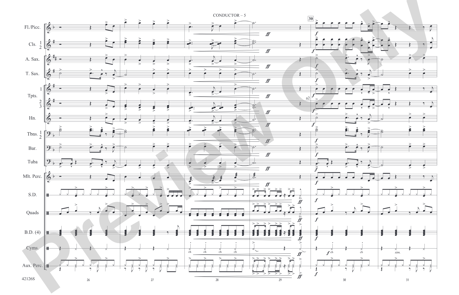 Treasure: Marching Band Conductor Score & Parts