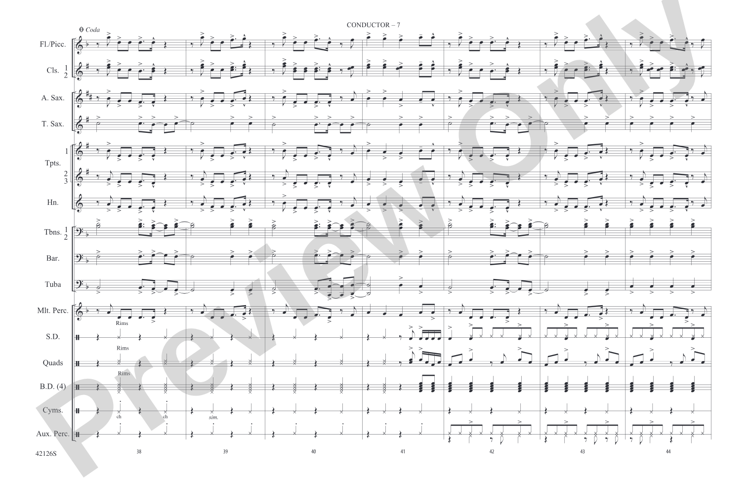 Treasure: Marching Band Conductor Score & Parts