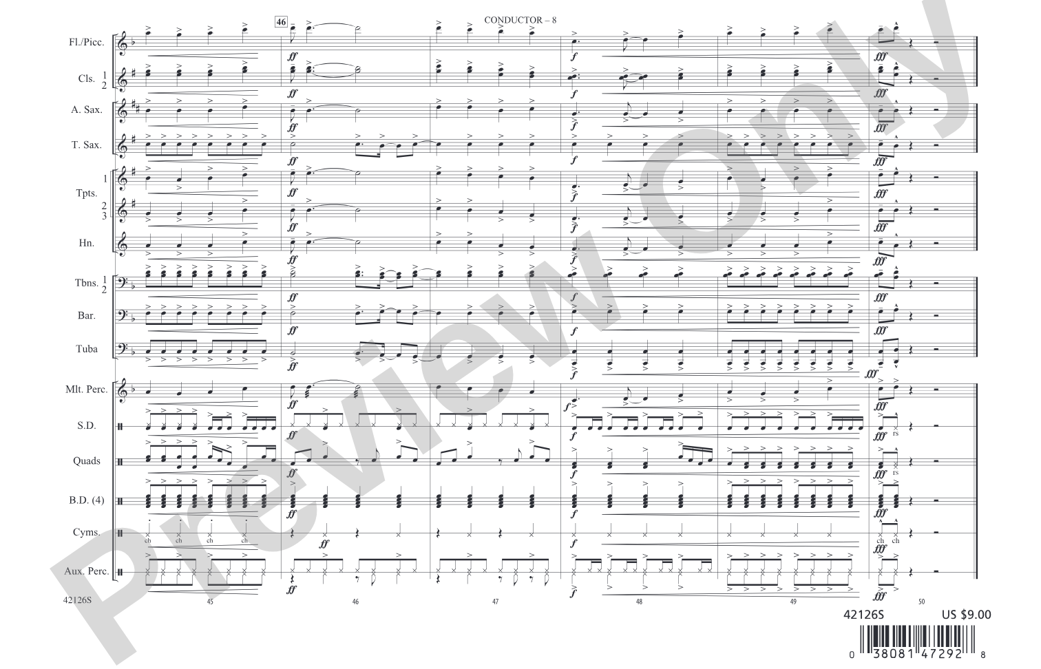 Treasure: Marching Band Conductor Score & Parts