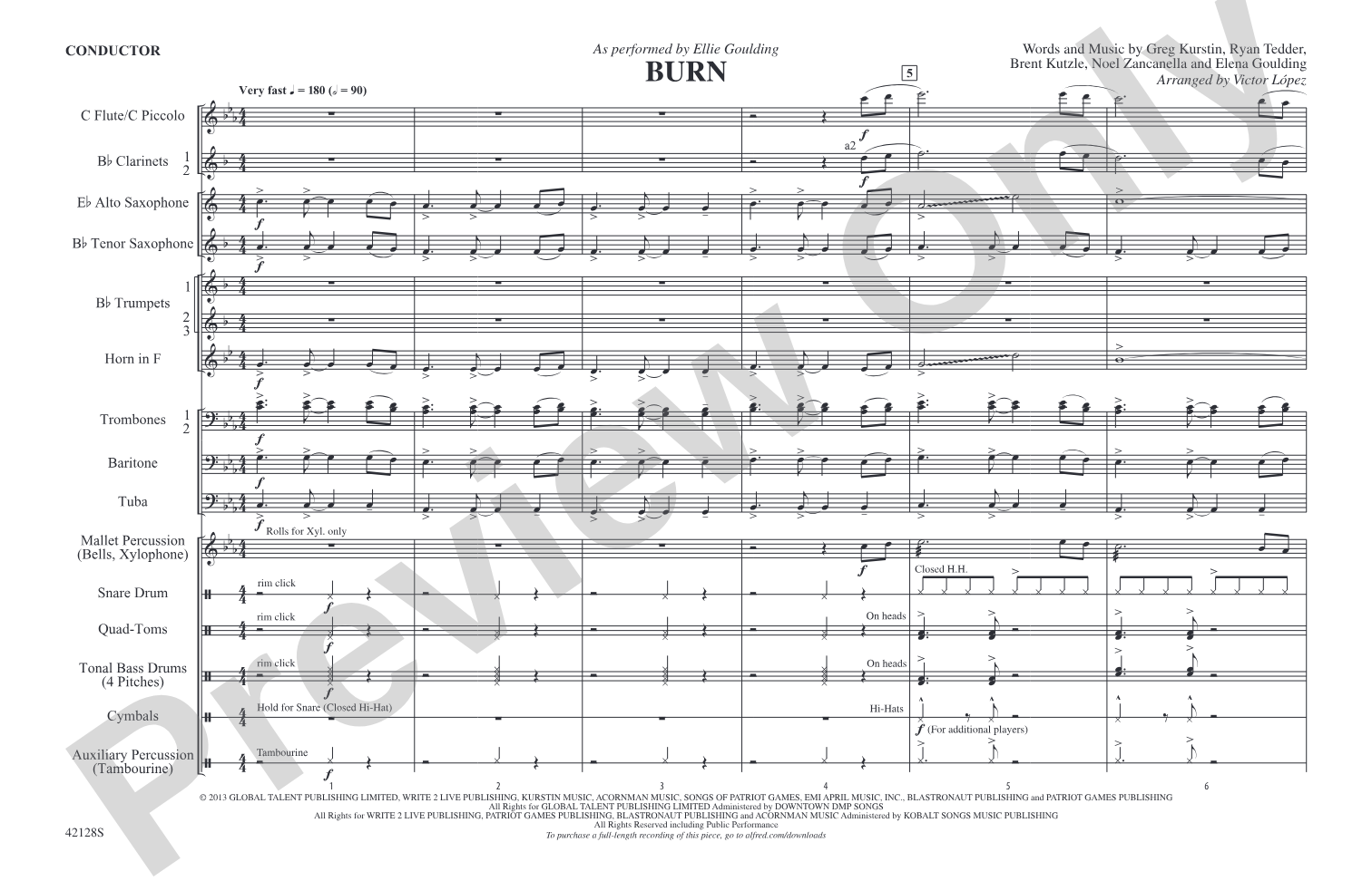 Burn: Marching Band Conductor Score & Parts