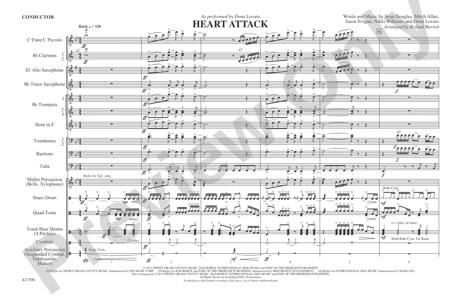Heart Attack: Marching Band Conductor Score & Parts