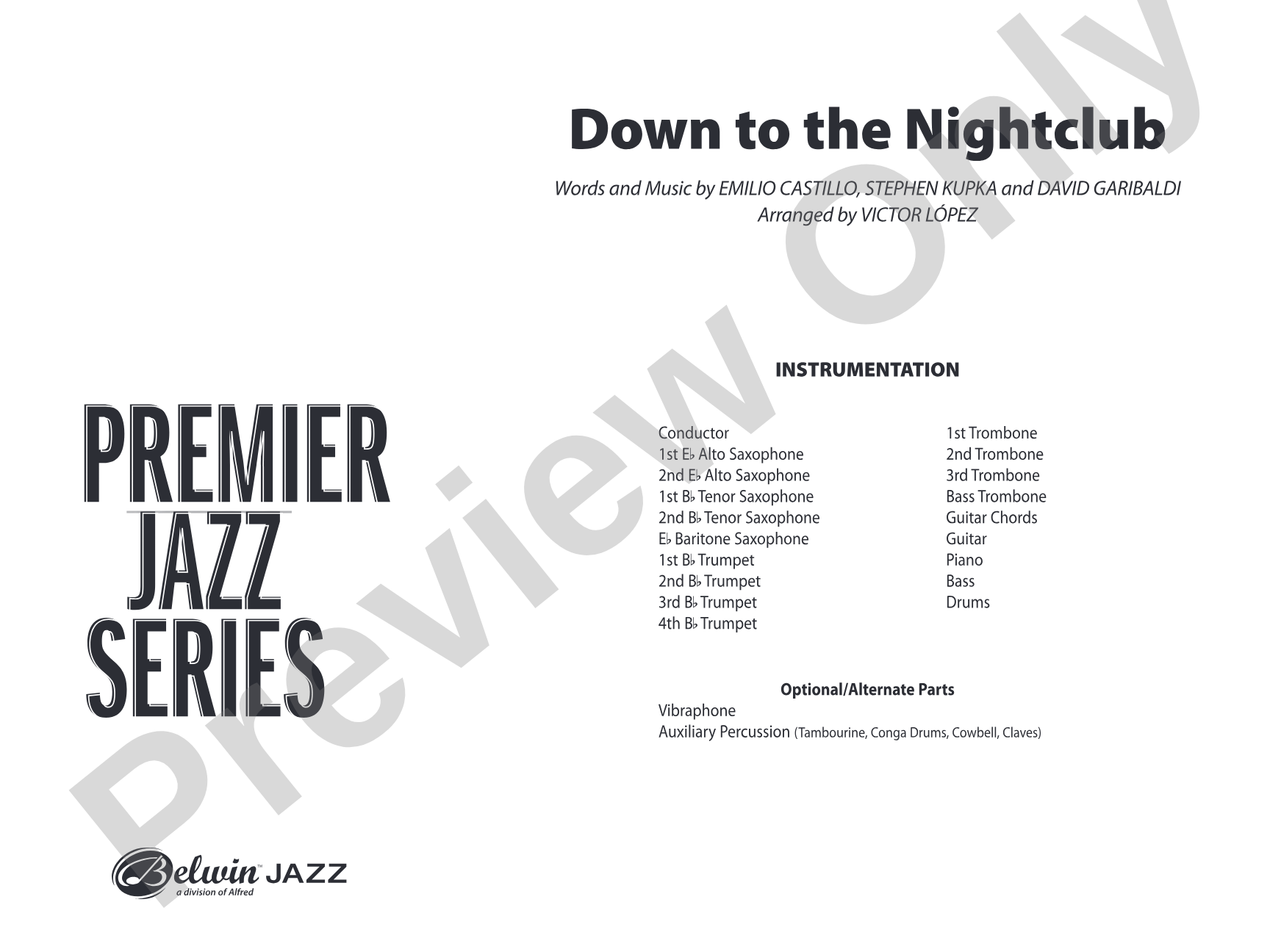 Down to the Nightclub: Jazz Ensemble Conductor Score & Parts