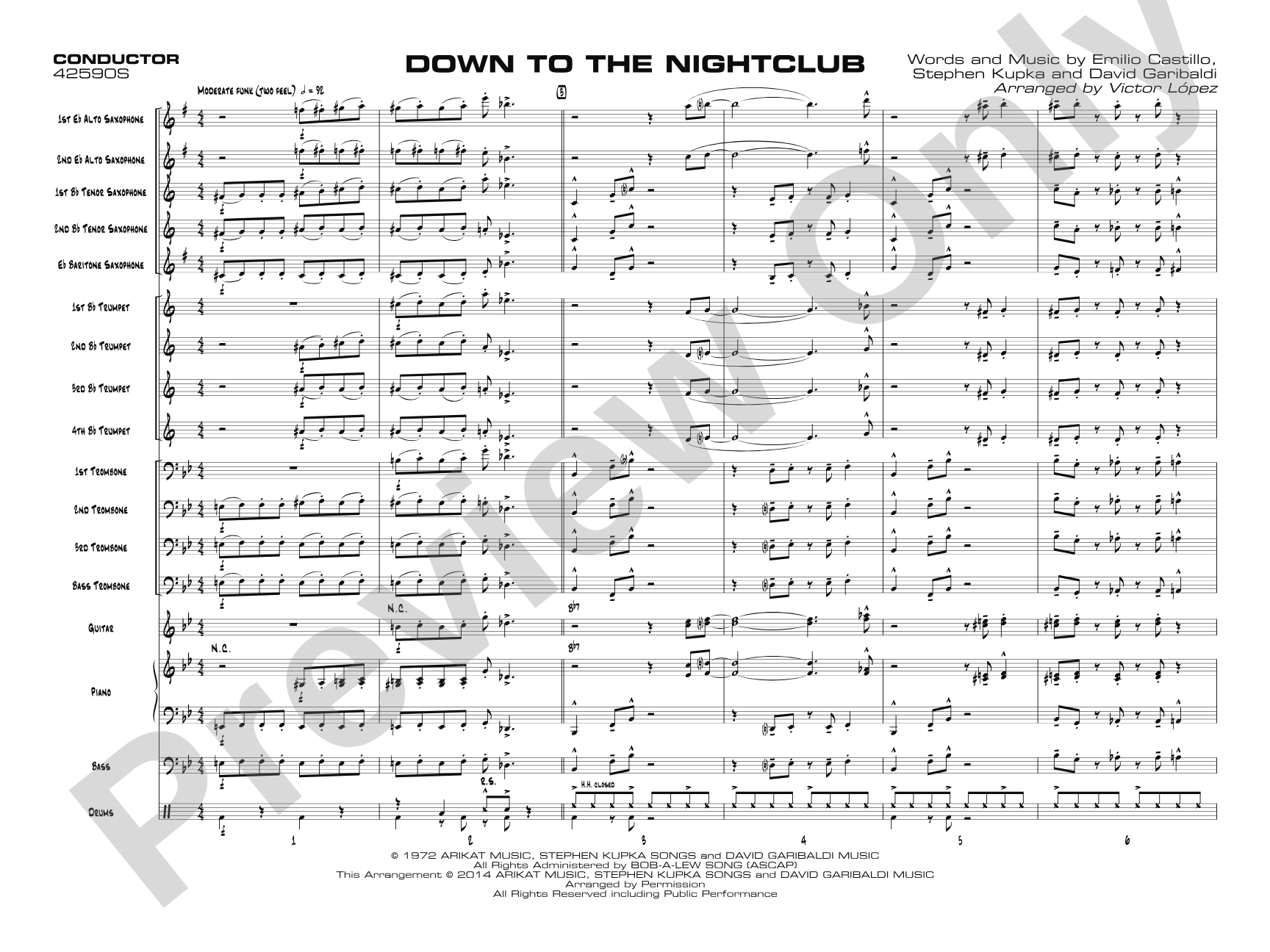 Down to the Nightclub: Jazz Ensemble Conductor Score & Parts