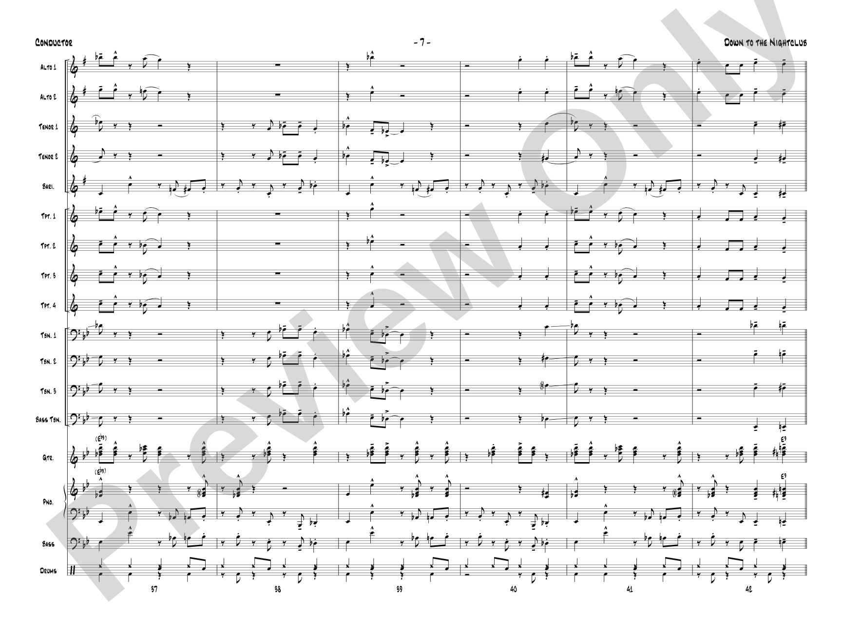 Down to the Nightclub: Jazz Ensemble Conductor Score & Parts