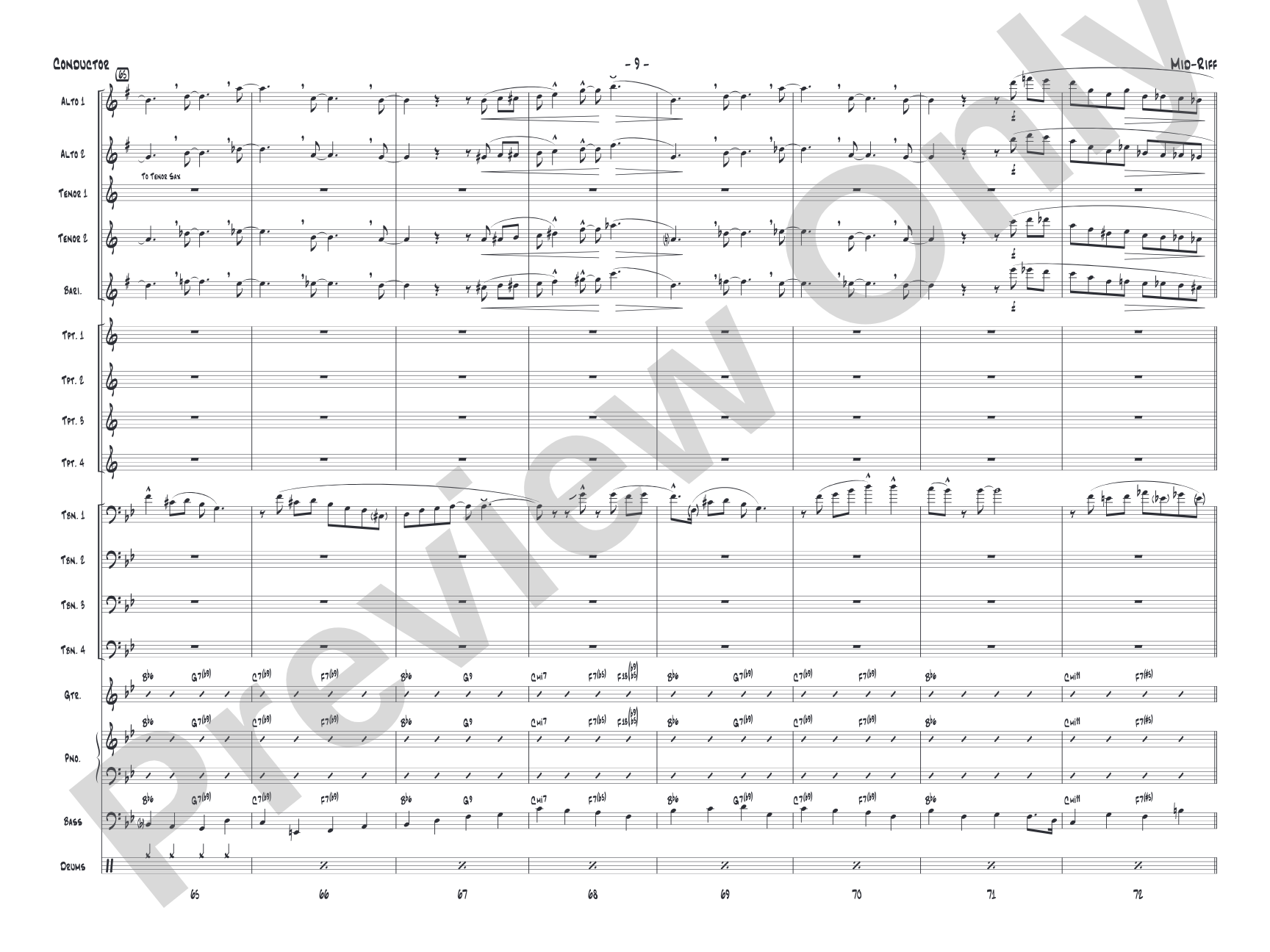 Mid-Riff: Jazz Ensemble Conductor Score & Parts