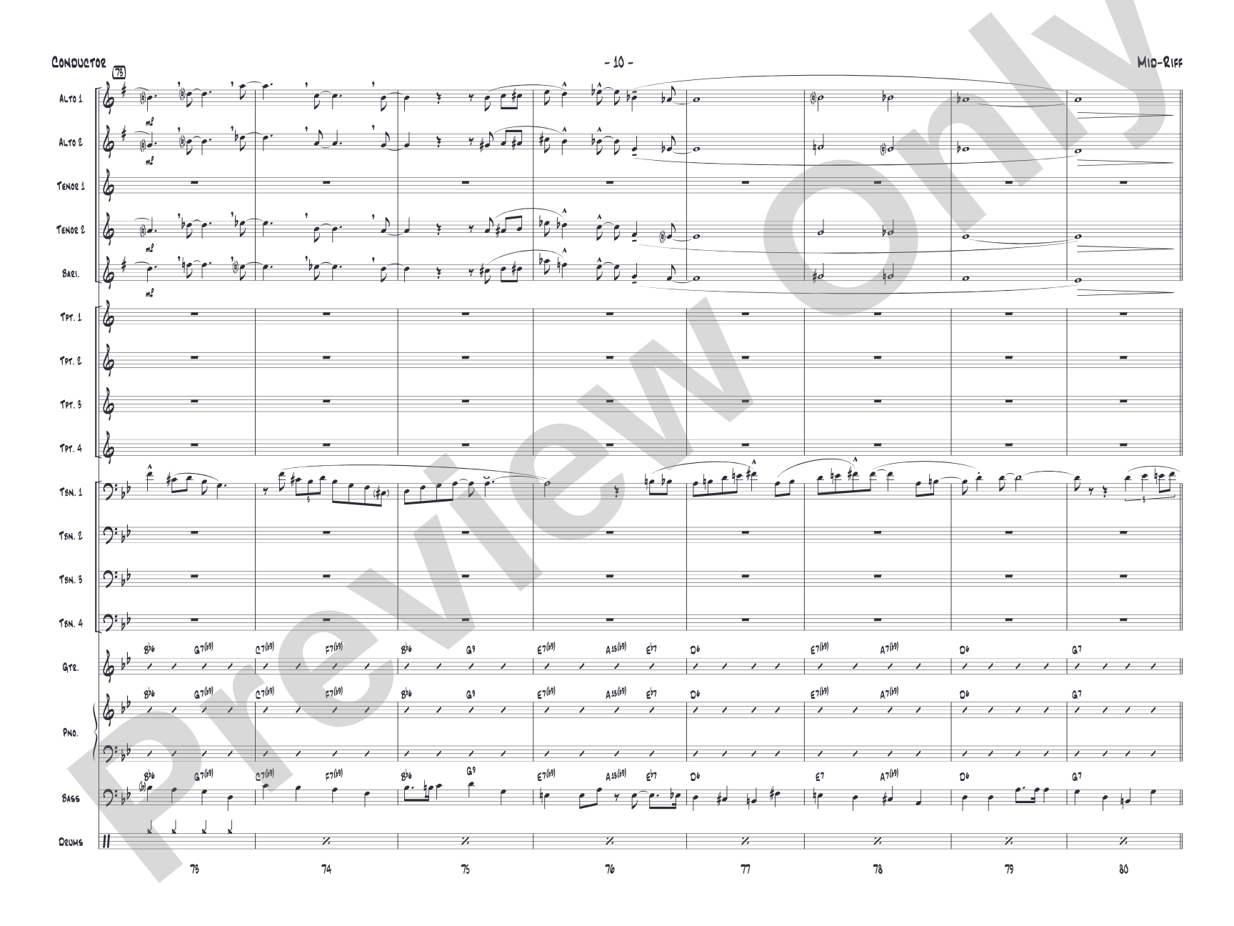 Mid-Riff: Jazz Ensemble Conductor Score & Parts