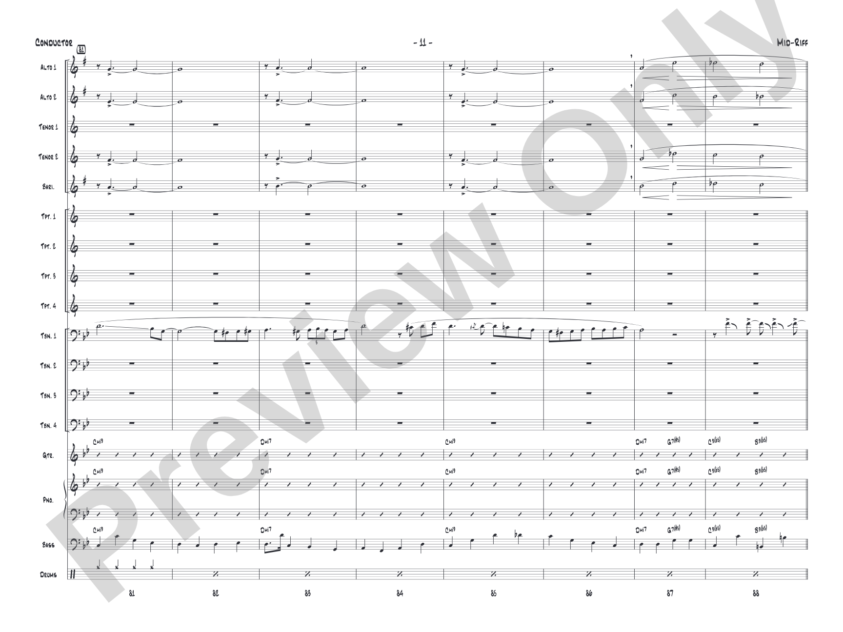 Mid-Riff: Jazz Ensemble Conductor Score & Parts