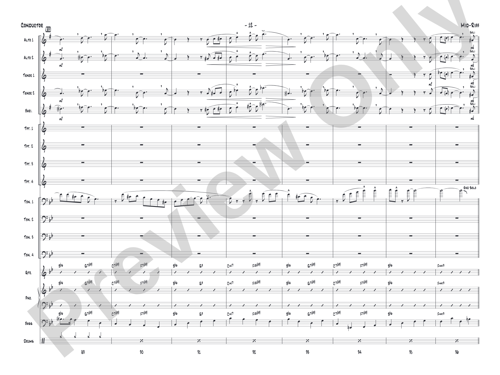 Mid-Riff: Jazz Ensemble Conductor Score & Parts