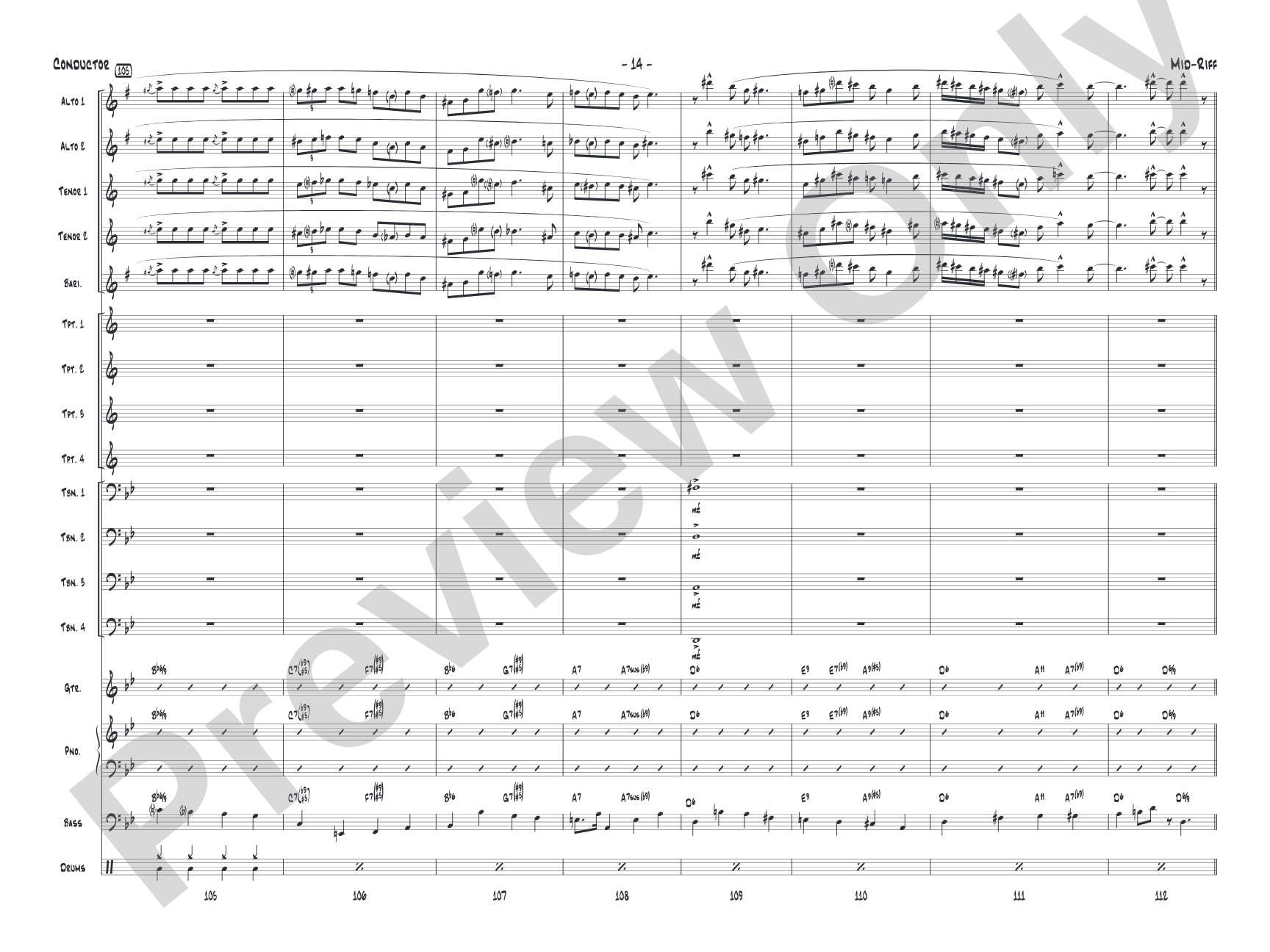 Mid-Riff: Jazz Ensemble Conductor Score & Parts