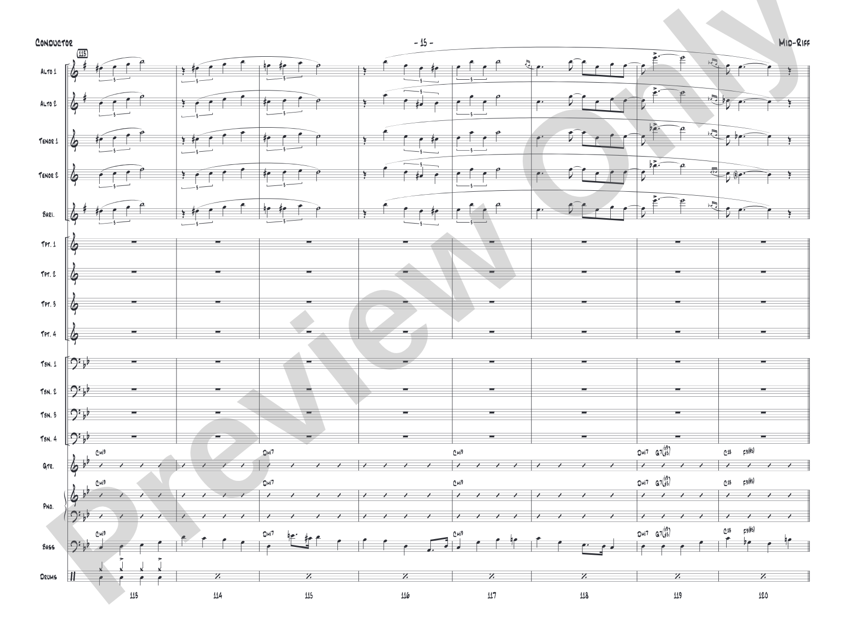 Mid-Riff: Jazz Ensemble Conductor Score & Parts