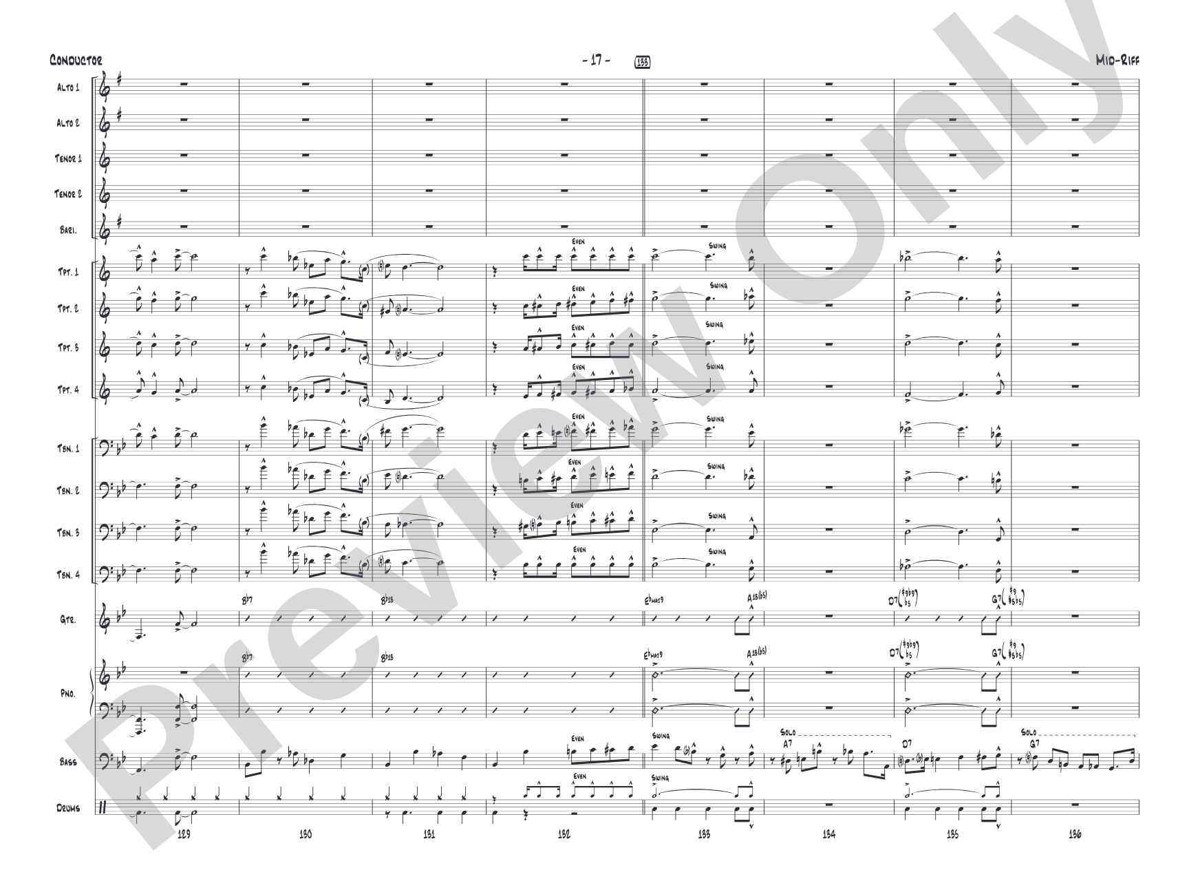 Mid-Riff: Jazz Ensemble Conductor Score & Parts