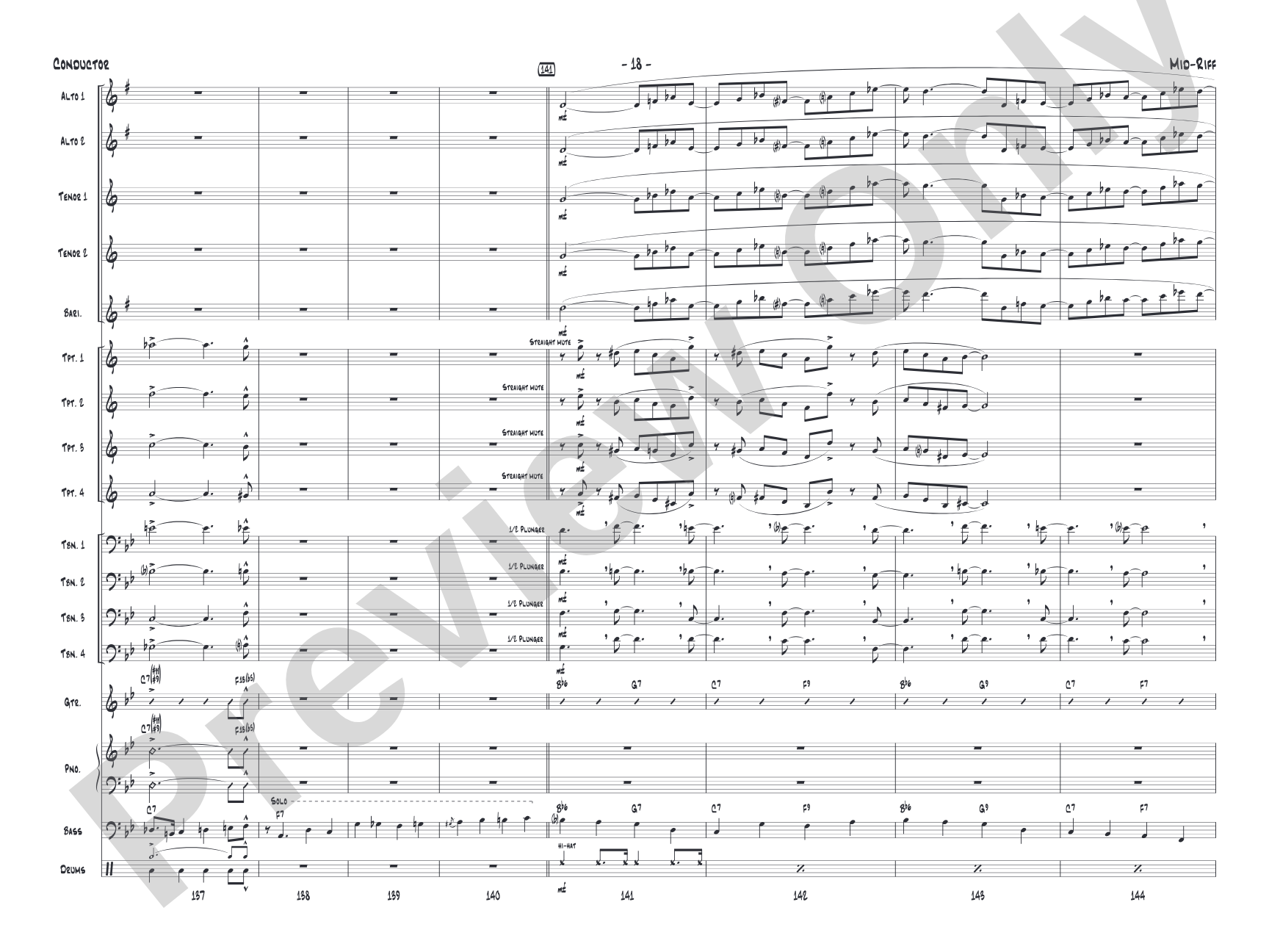 Mid-Riff: Jazz Ensemble Conductor Score & Parts