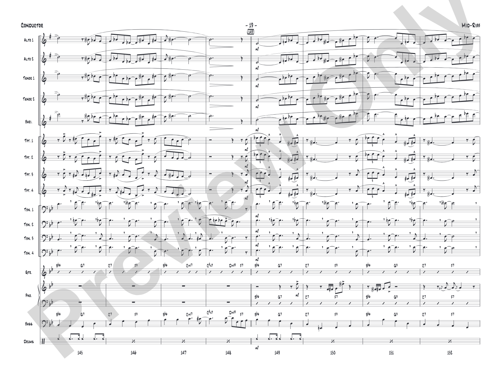 Mid-Riff: Jazz Ensemble Conductor Score & Parts