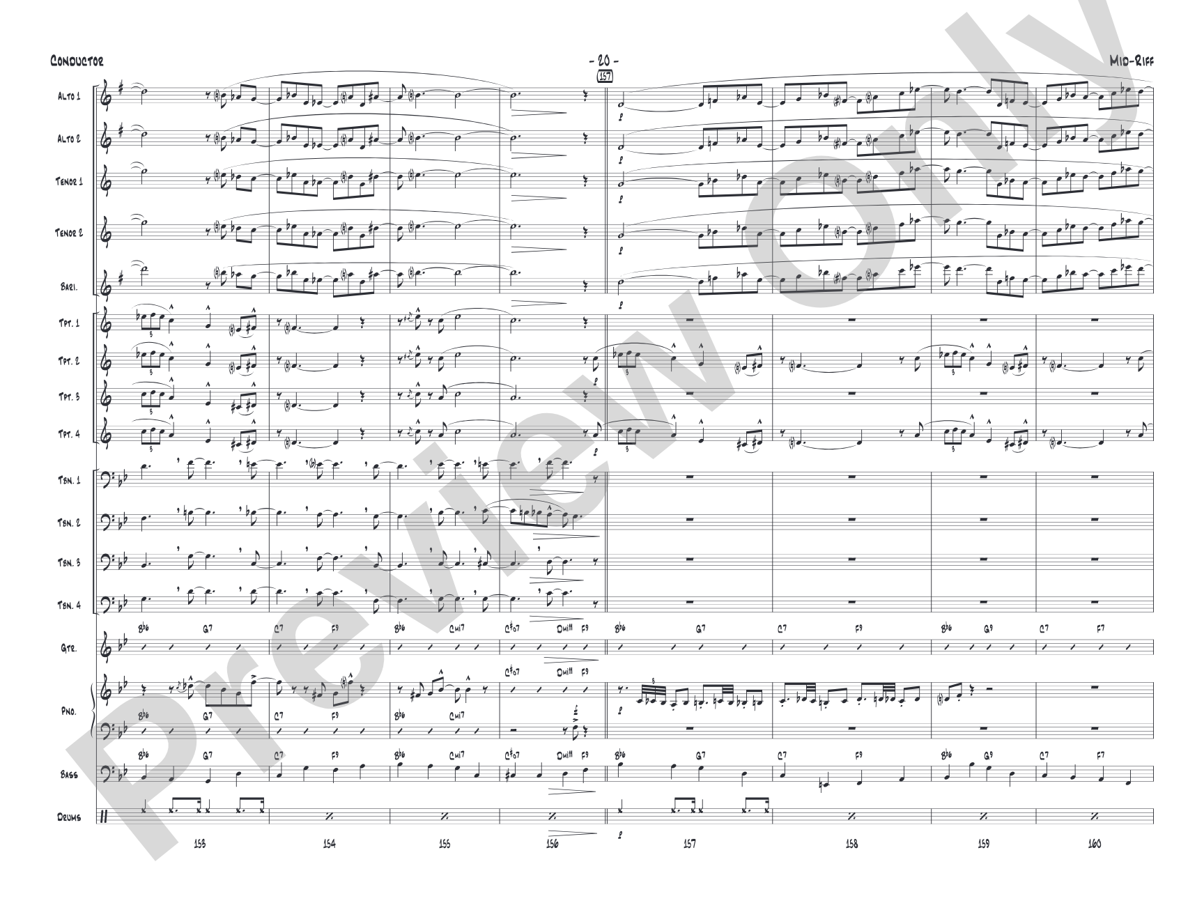 Mid-Riff: Jazz Ensemble Conductor Score & Parts