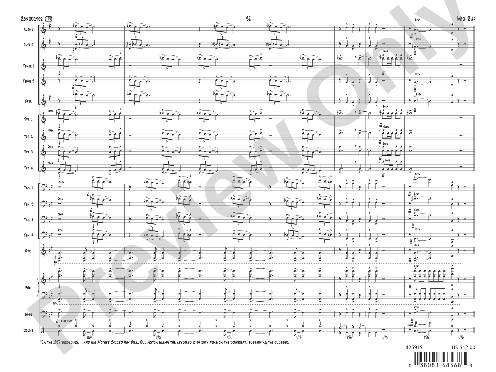 Mid-Riff: Jazz Ensemble Conductor Score & Parts