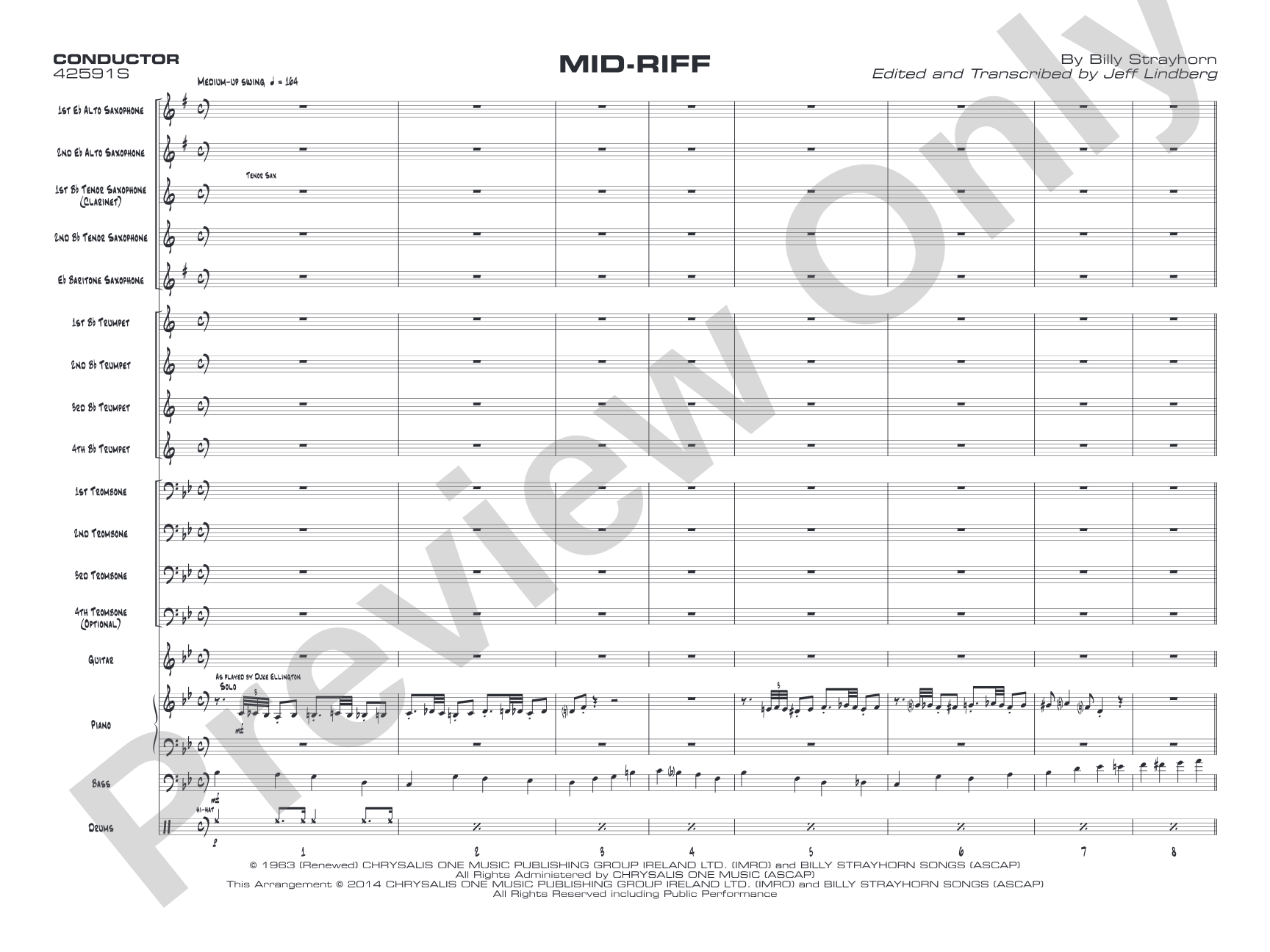 Mid-Riff: Jazz Ensemble Conductor Score & Parts