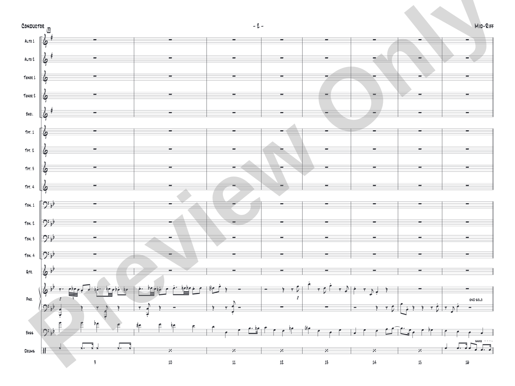 Mid-Riff: Jazz Ensemble Conductor Score & Parts