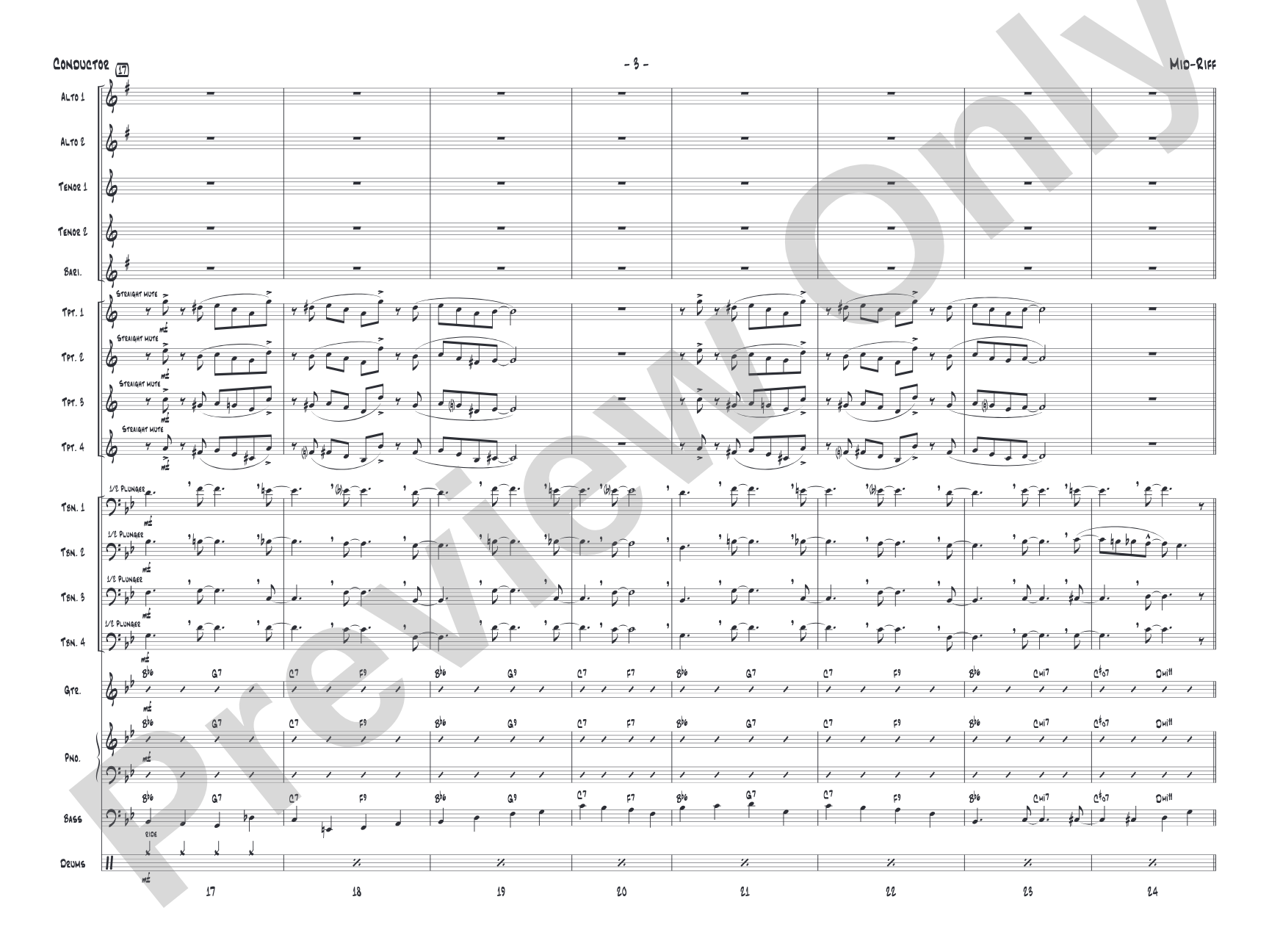 Mid-Riff: Jazz Ensemble Conductor Score & Parts