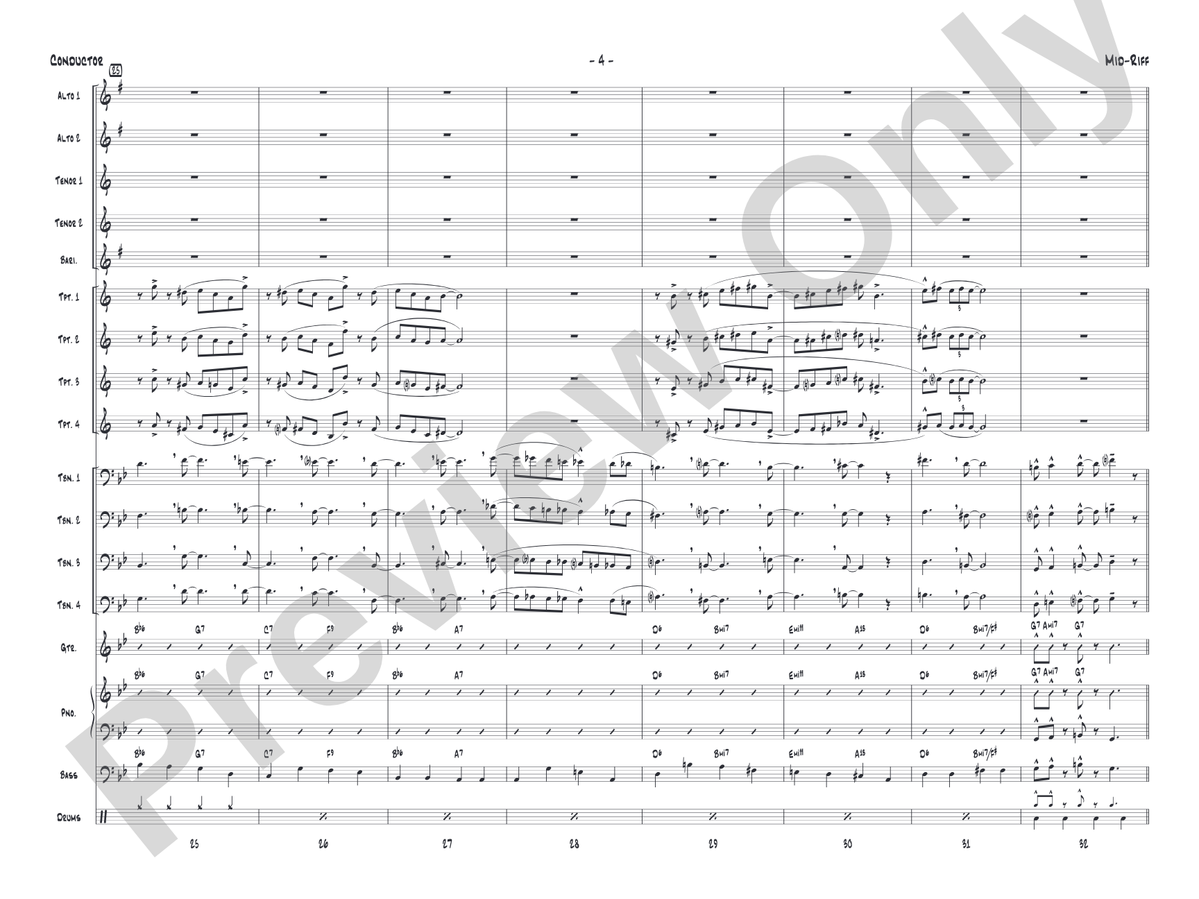 Mid-Riff: Jazz Ensemble Conductor Score & Parts