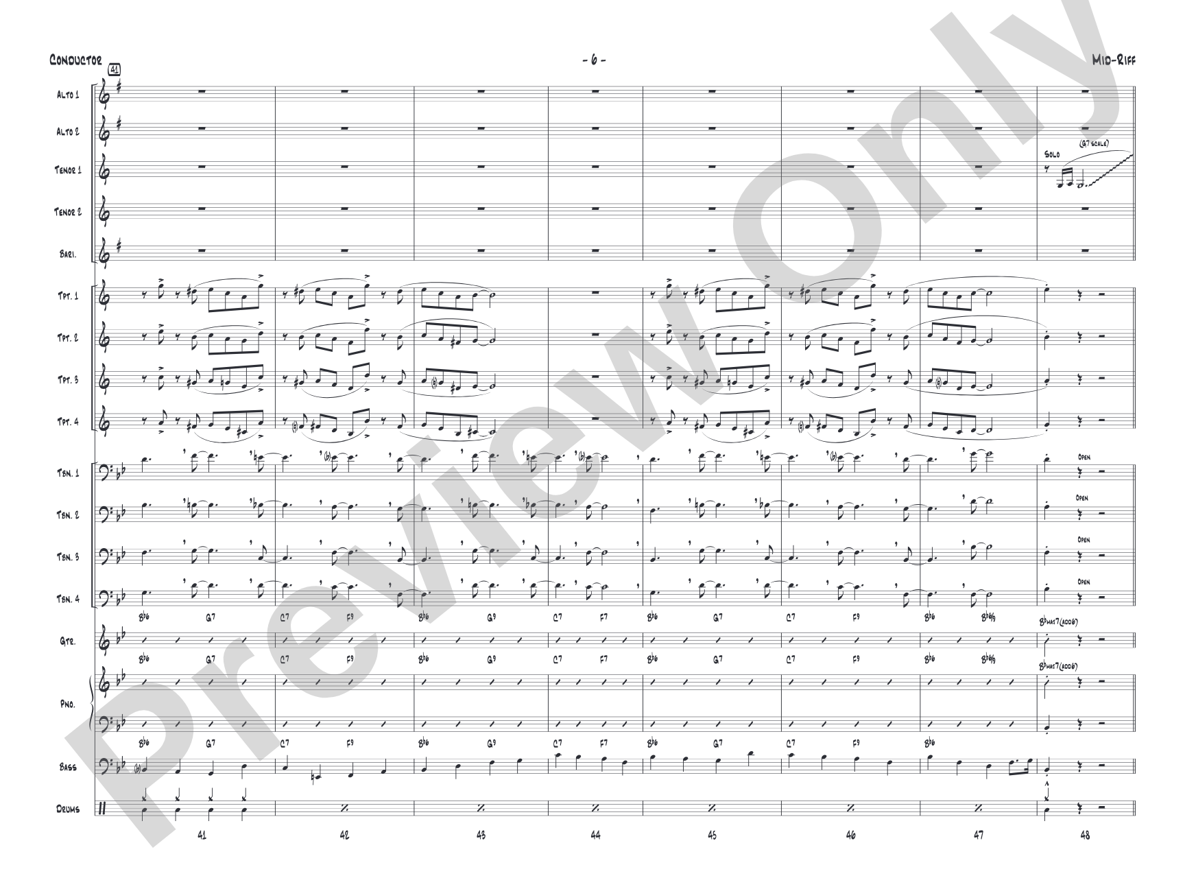 Mid-Riff: Jazz Ensemble Conductor Score & Parts