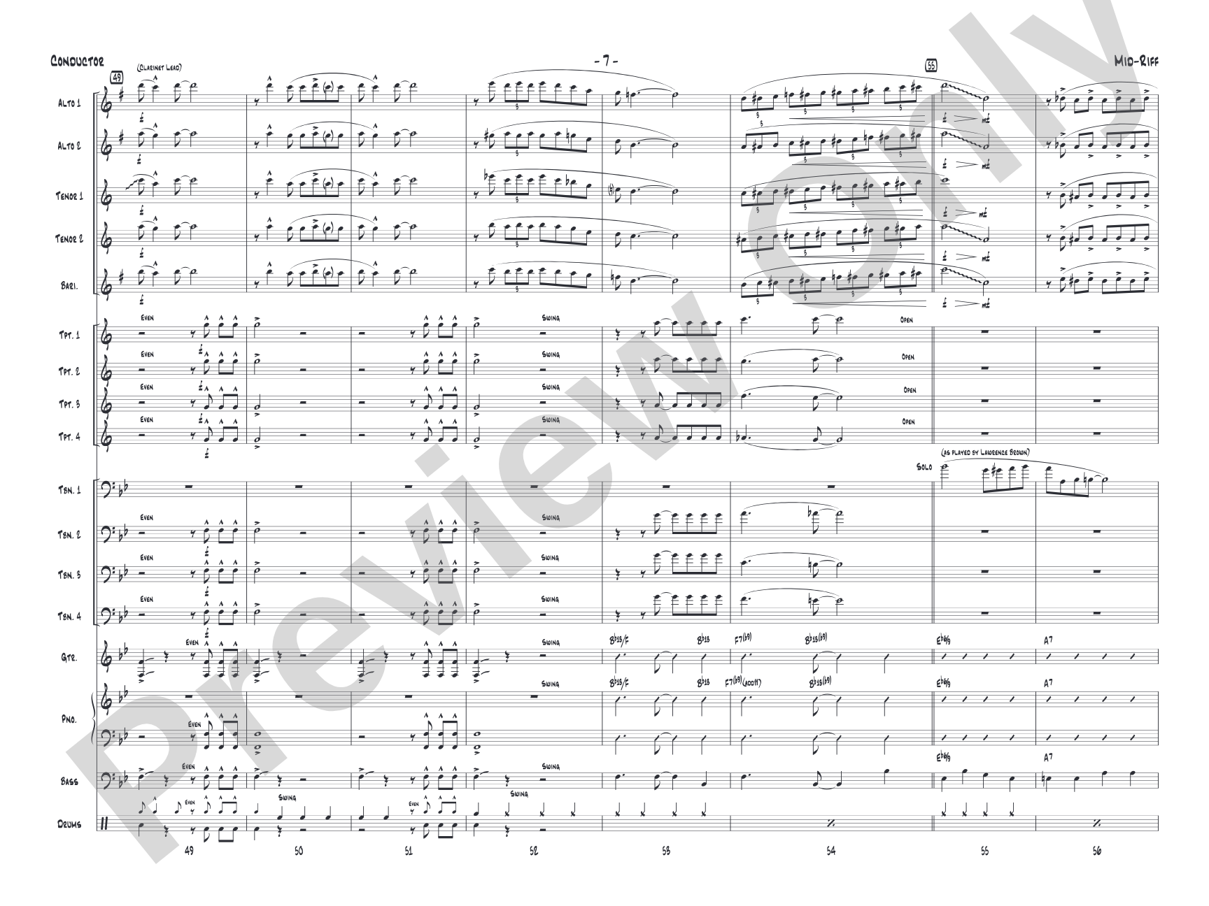 Mid-Riff: Jazz Ensemble Conductor Score & Parts