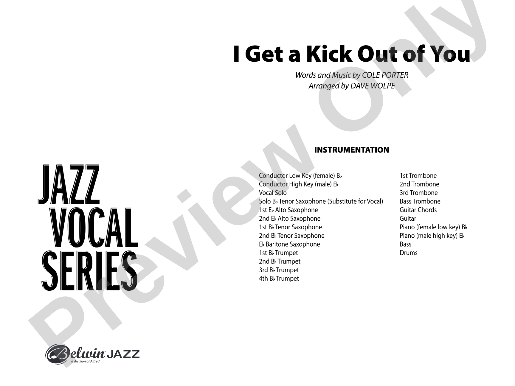 I Get a Kick Out of You: Vocal Solo with Jazz Ensemble Conductor Score & Parts