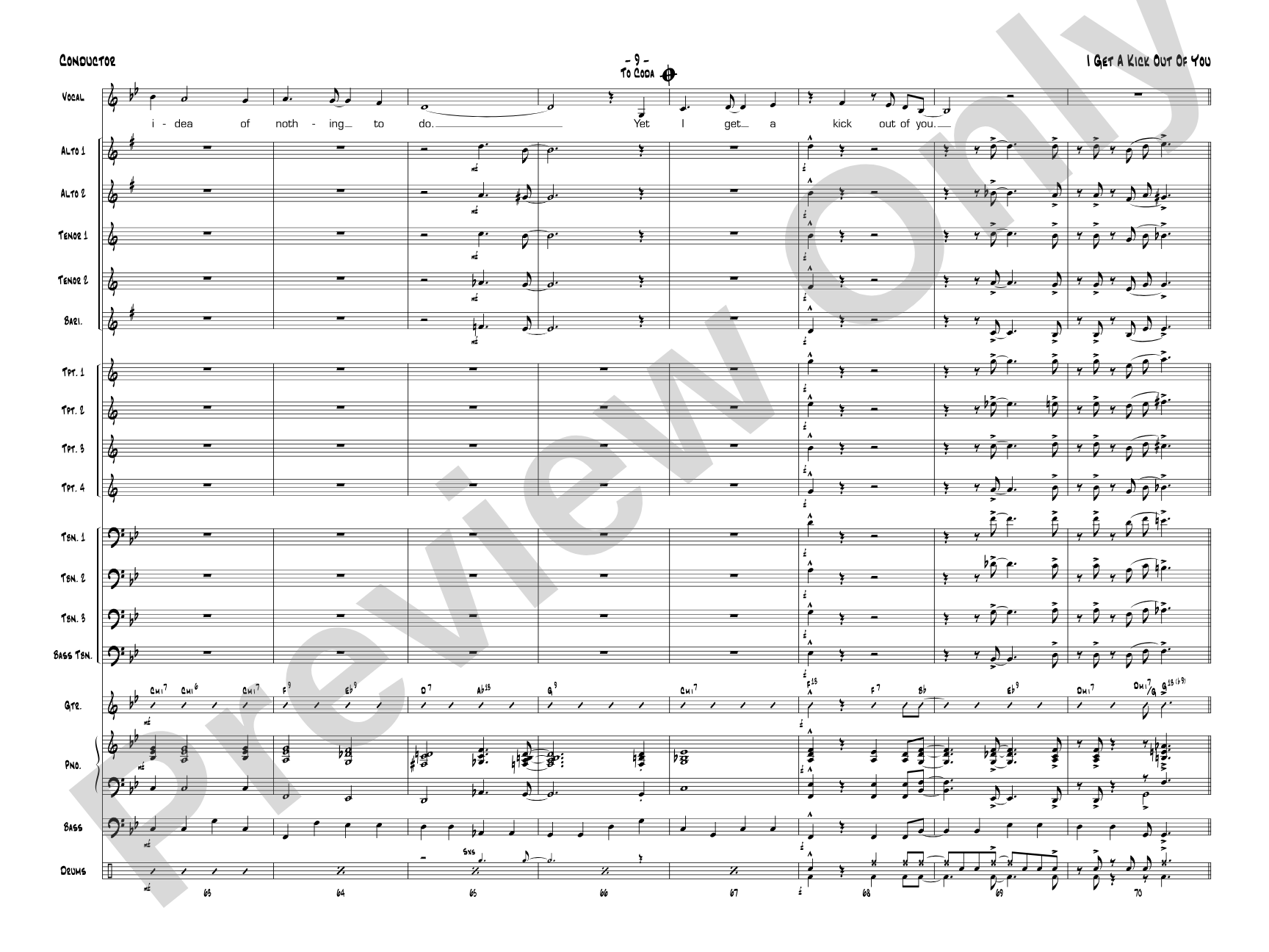 I Get a Kick Out of You: Vocal Solo with Jazz Ensemble Conductor Score & Parts