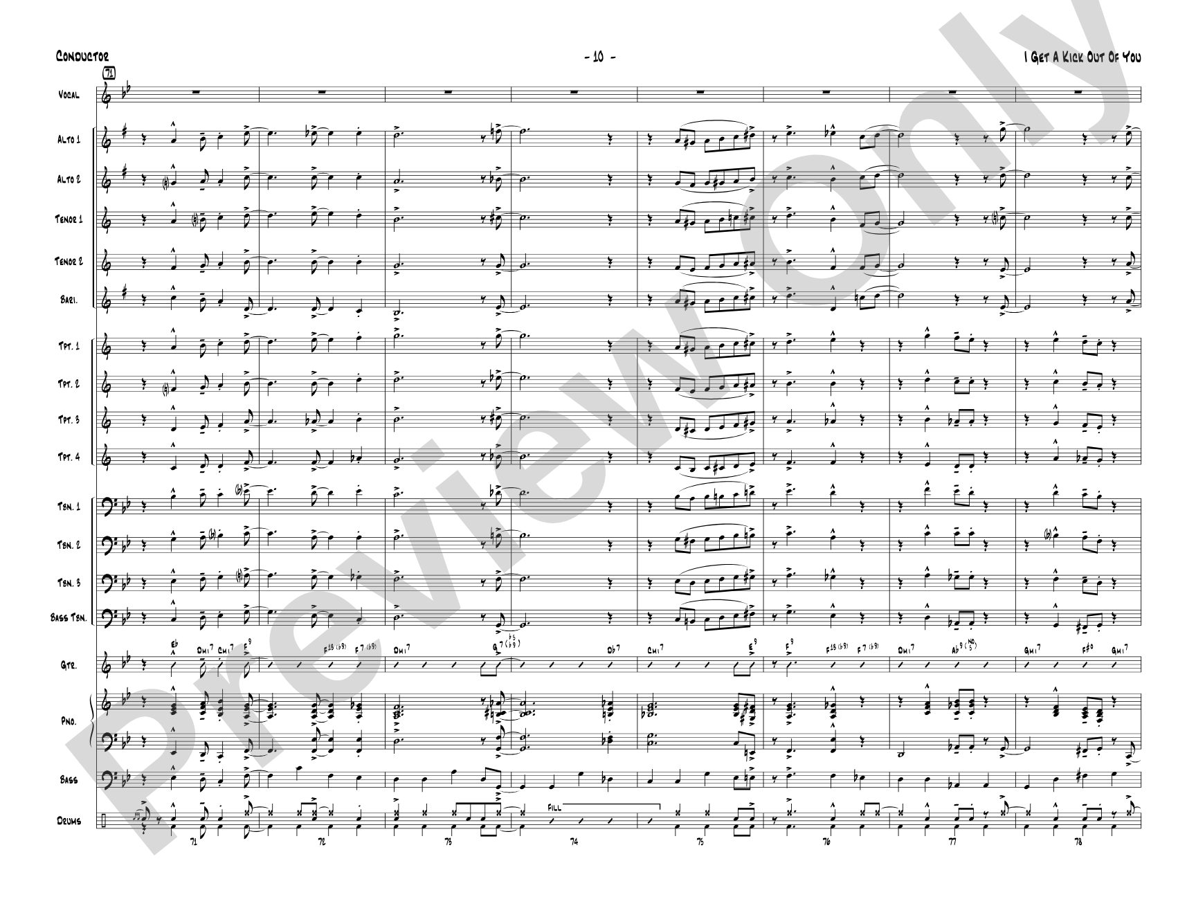 I Get a Kick Out of You: Vocal Solo with Jazz Ensemble Conductor Score & Parts