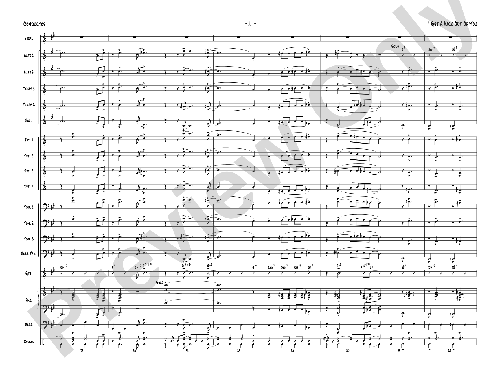 I Get a Kick Out of You: Vocal Solo with Jazz Ensemble Conductor Score & Parts