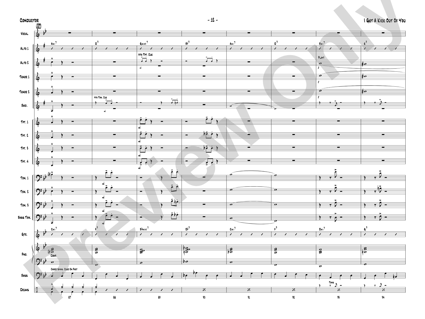 I Get a Kick Out of You: Vocal Solo with Jazz Ensemble Conductor Score & Parts
