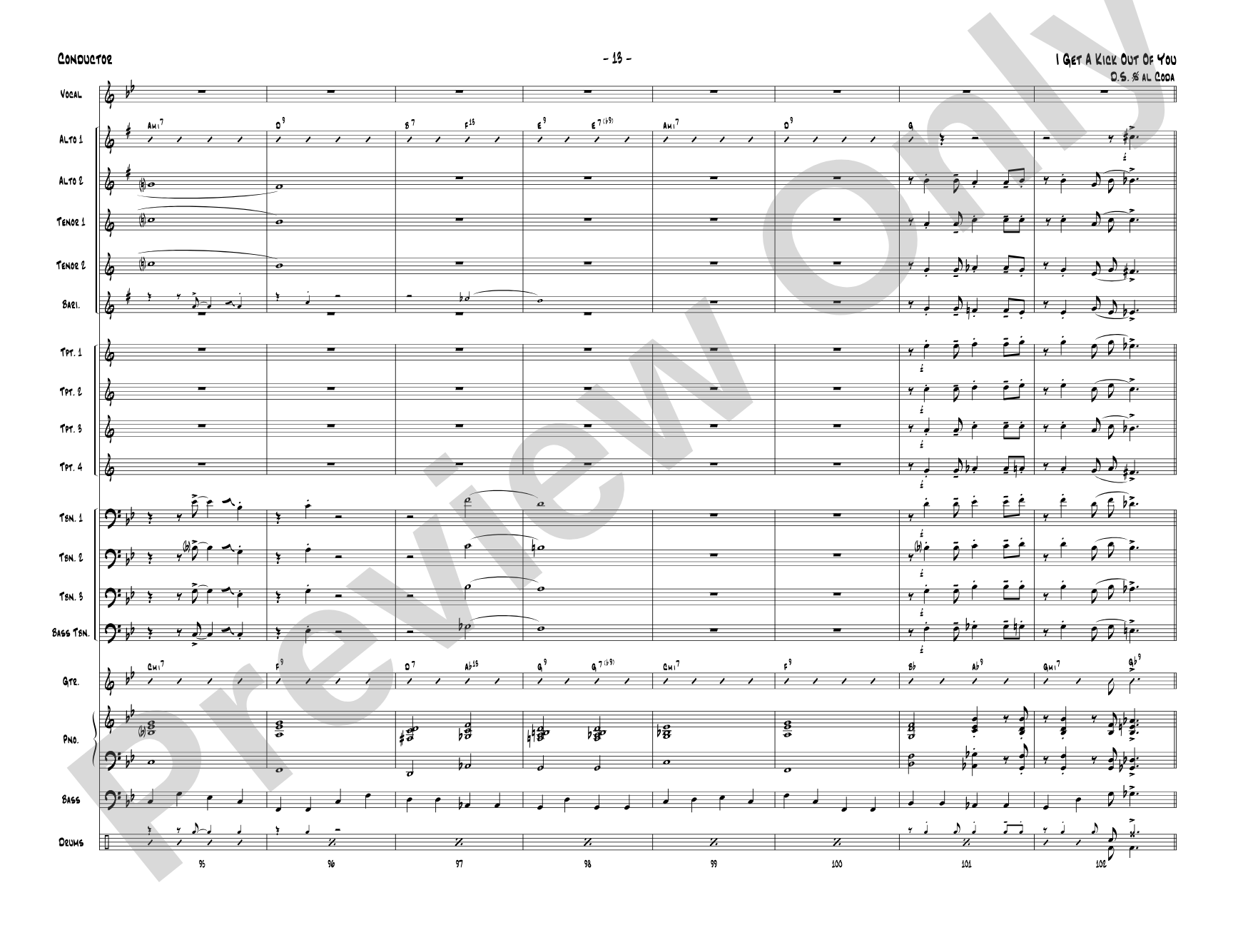 I Get a Kick Out of You: Vocal Solo with Jazz Ensemble Conductor Score & Parts