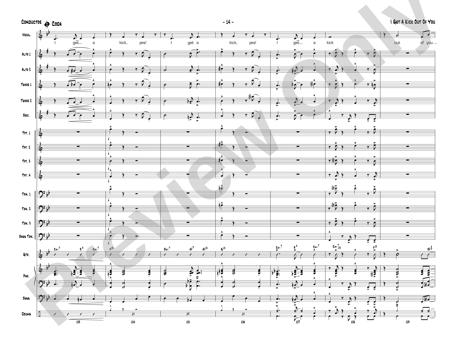 I Get a Kick Out of You: Vocal Solo with Jazz Ensemble Conductor Score & Parts
