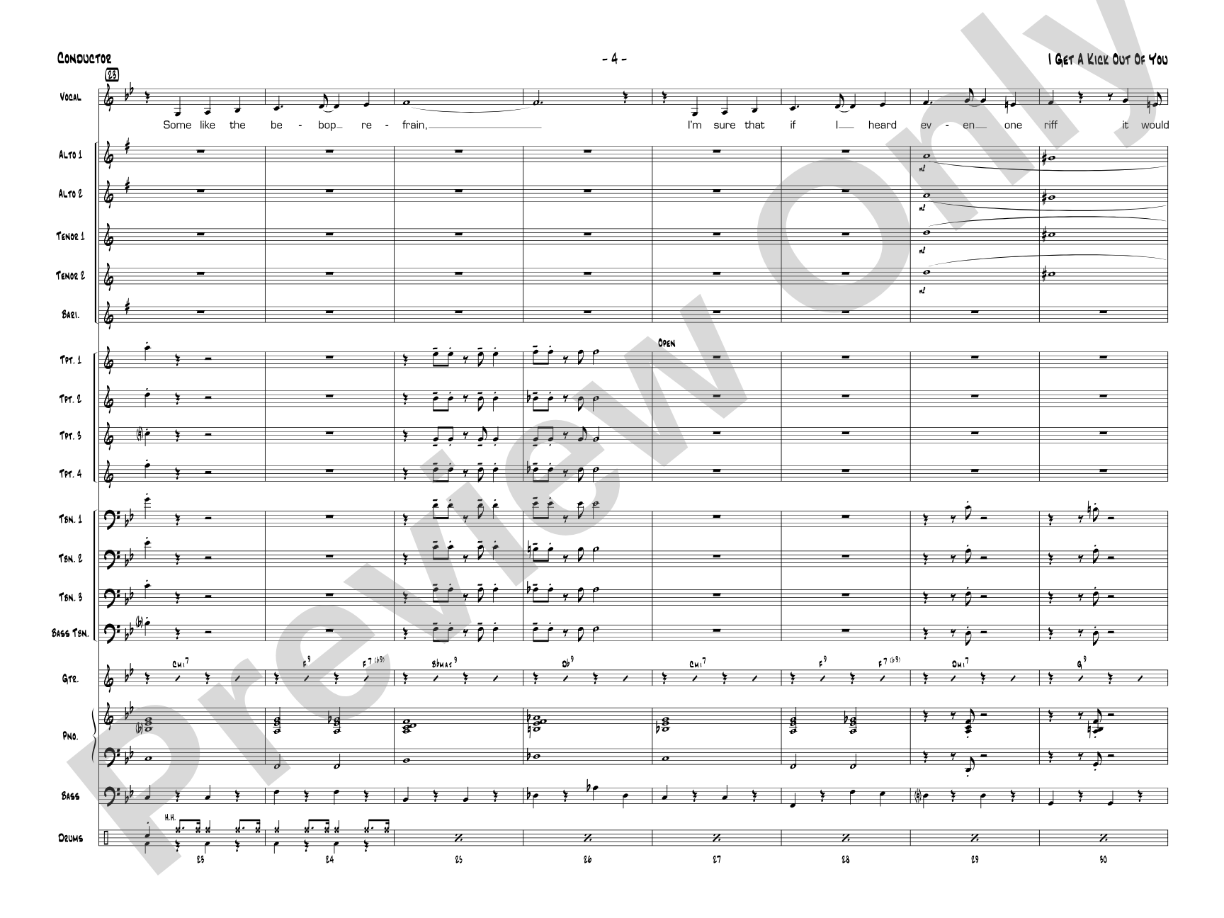 I Get a Kick Out of You: Vocal Solo with Jazz Ensemble Conductor Score & Parts
