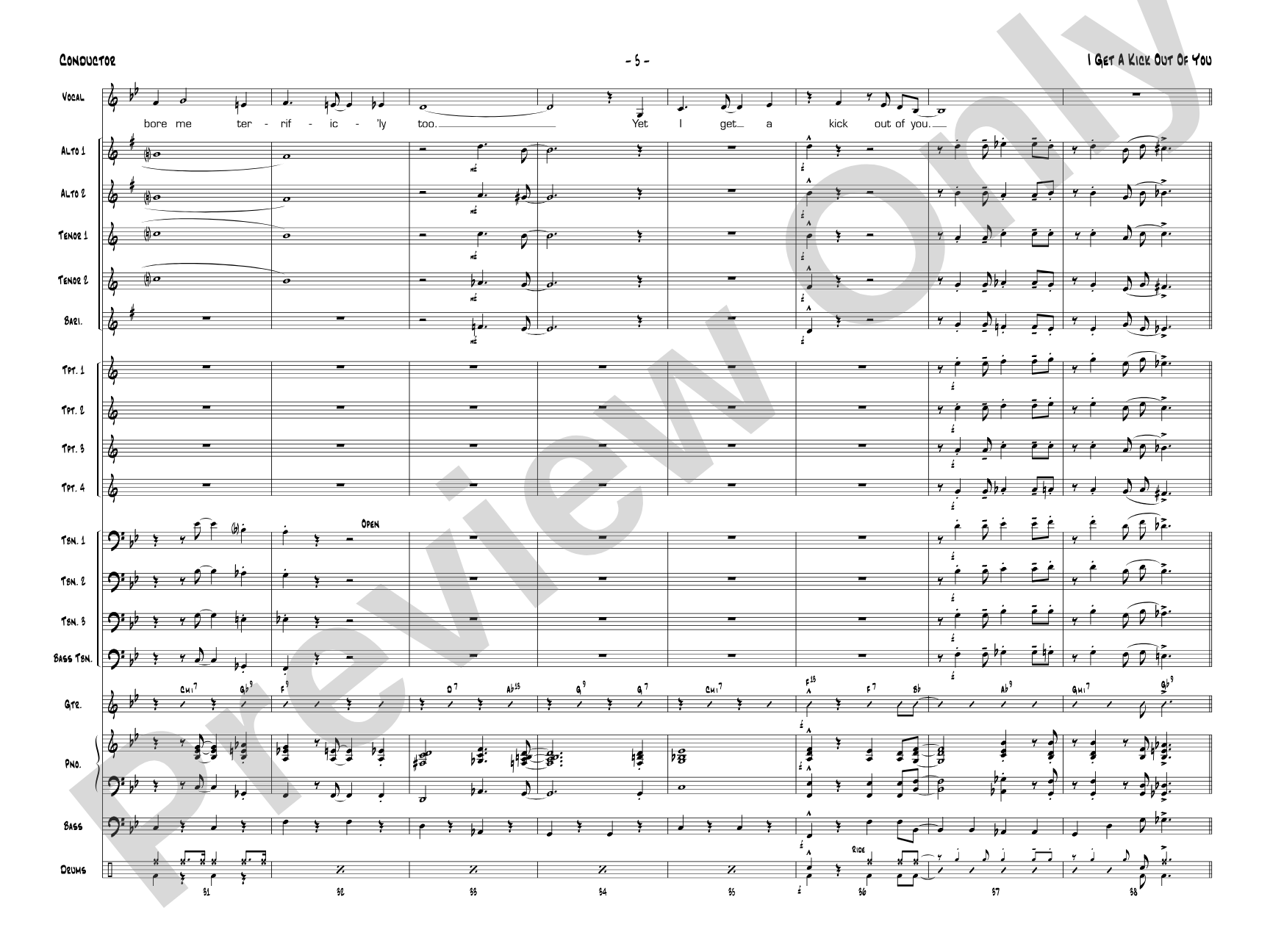 I Get a Kick Out of You: Vocal Solo with Jazz Ensemble Conductor Score & Parts