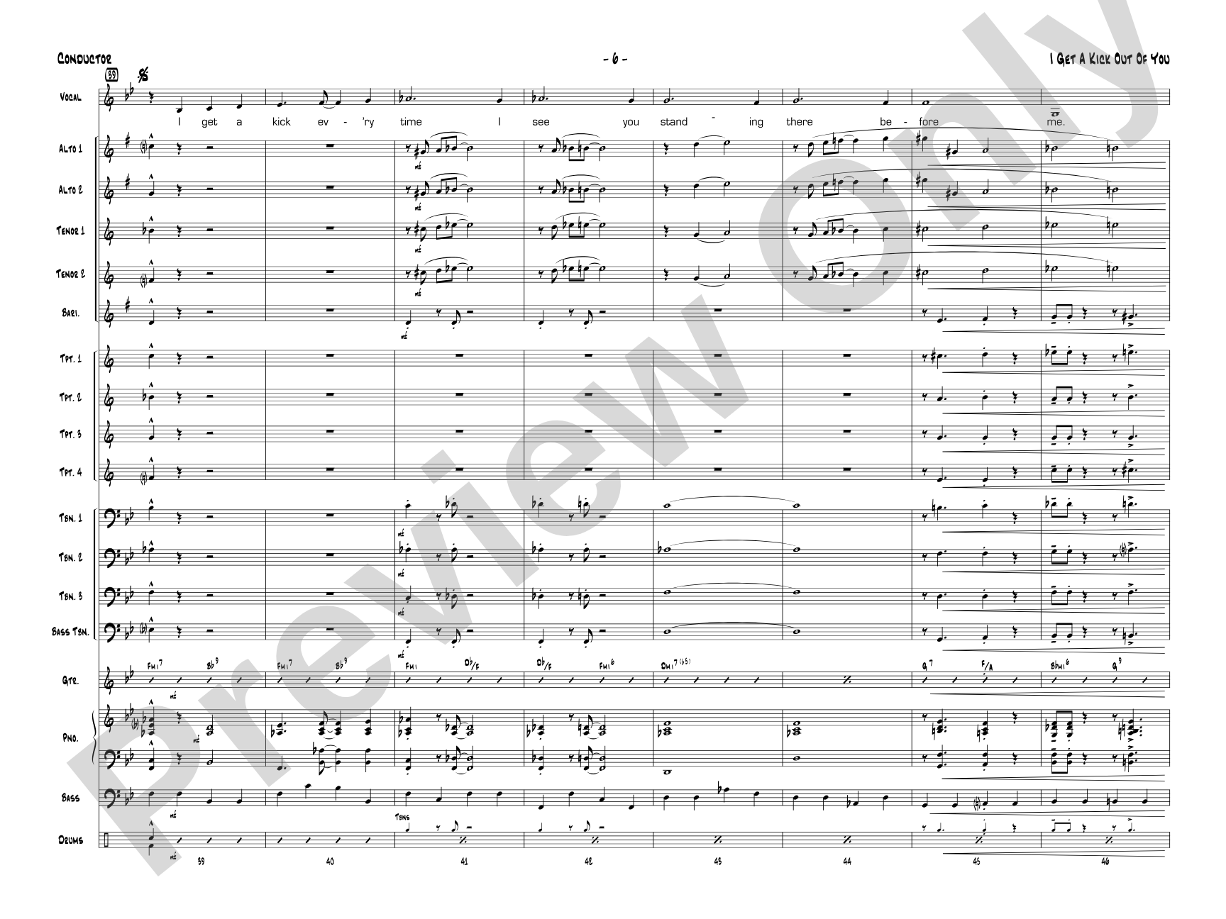 I Get a Kick Out of You: Vocal Solo with Jazz Ensemble Conductor Score & Parts