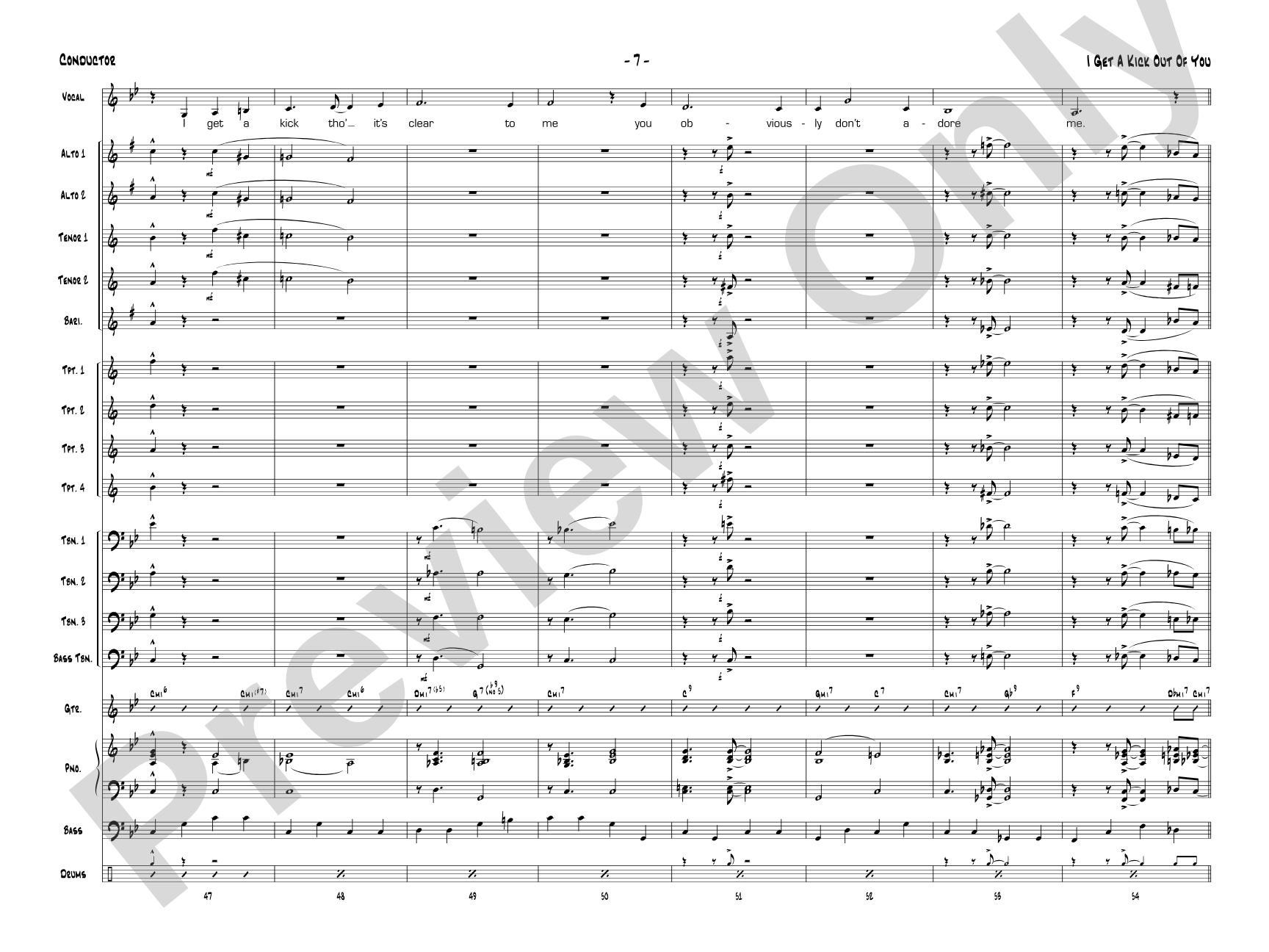 I Get a Kick Out of You: Vocal Solo with Jazz Ensemble Conductor Score & Parts