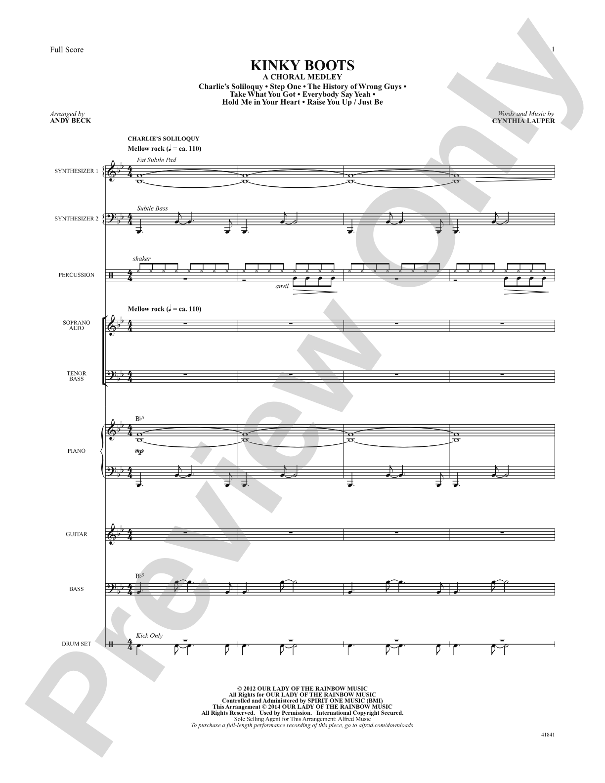 Kinky Boots: Score: Choral SoundPax