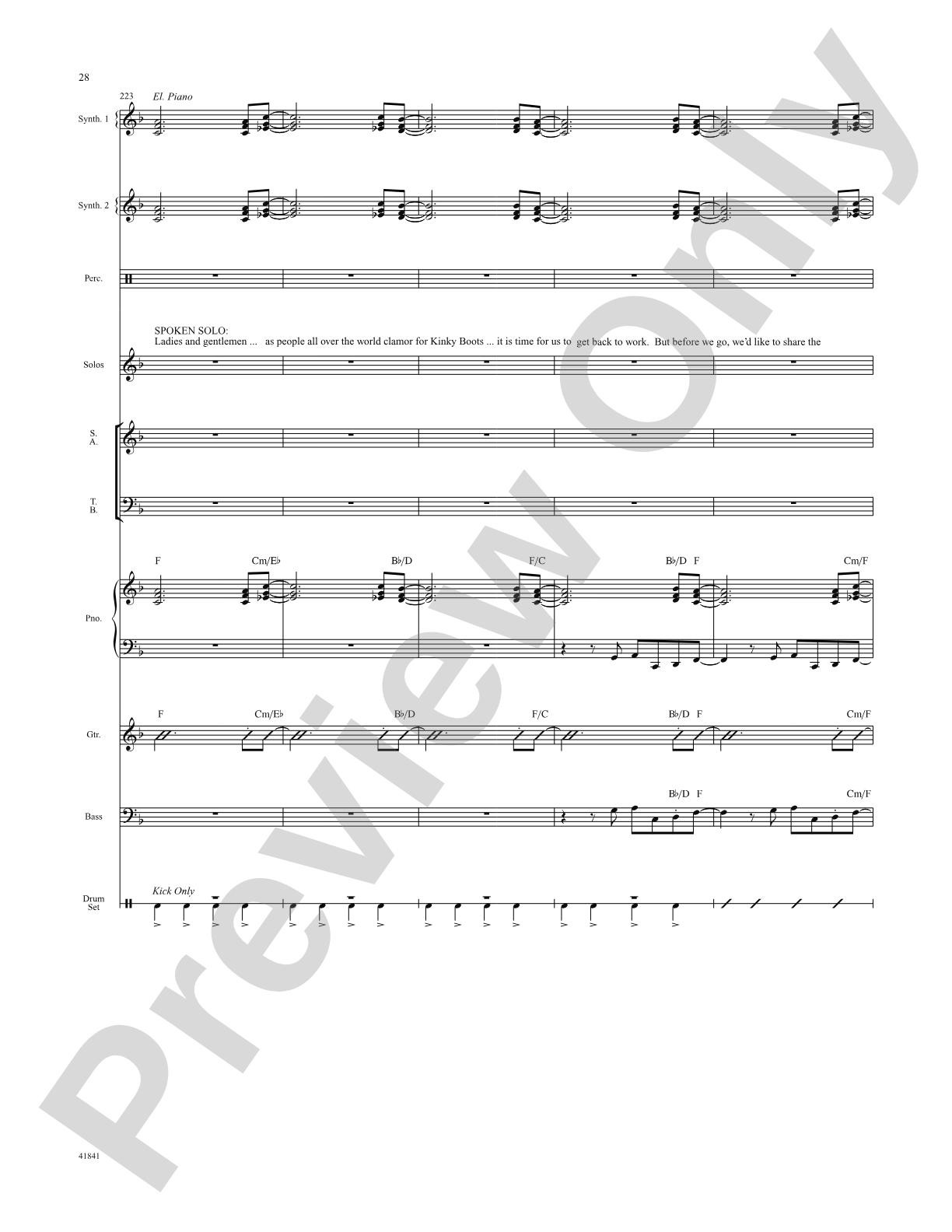 Kinky Boots: Score: Choral SoundPax