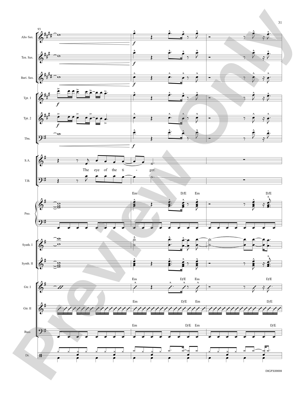 Eye of the Tiger: Choral Octavo Digital SoundPax