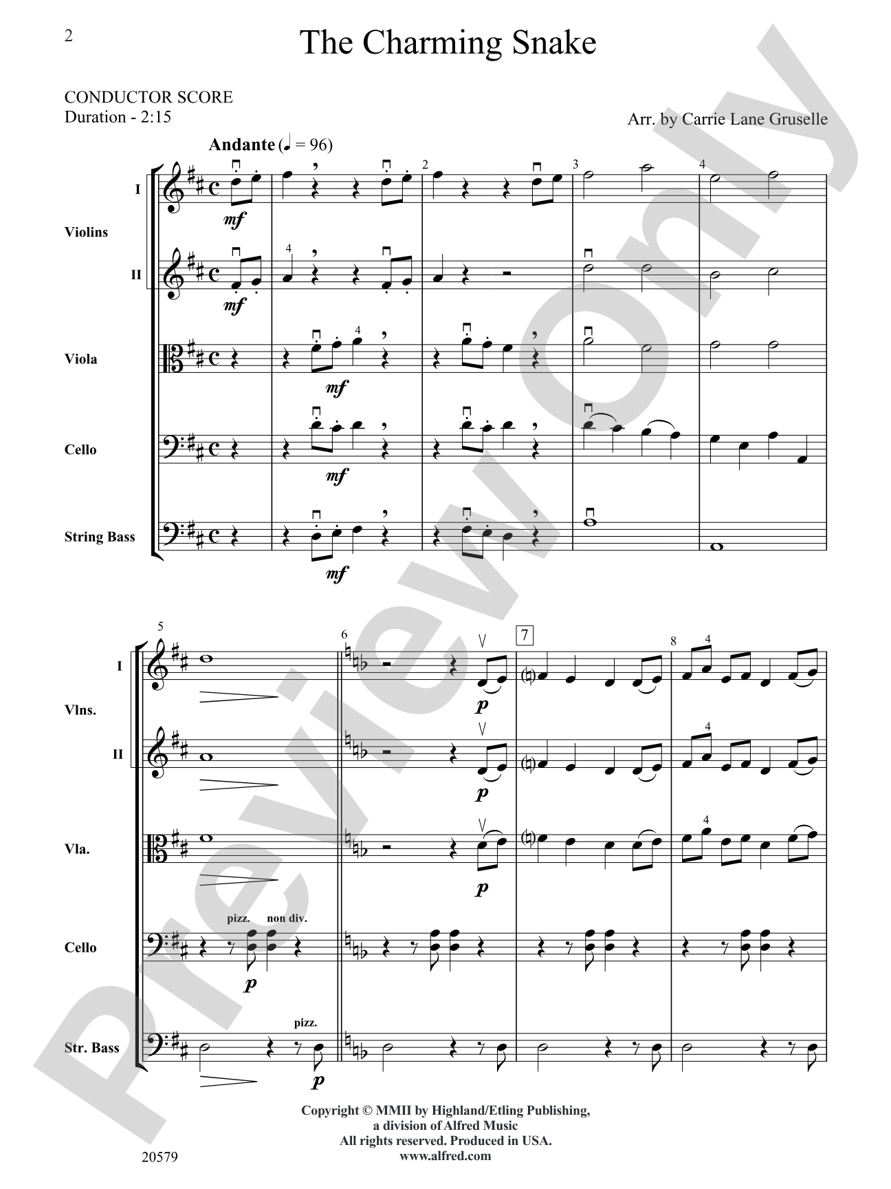 The Charming Snake: String Orchestra Conductor Score & Parts