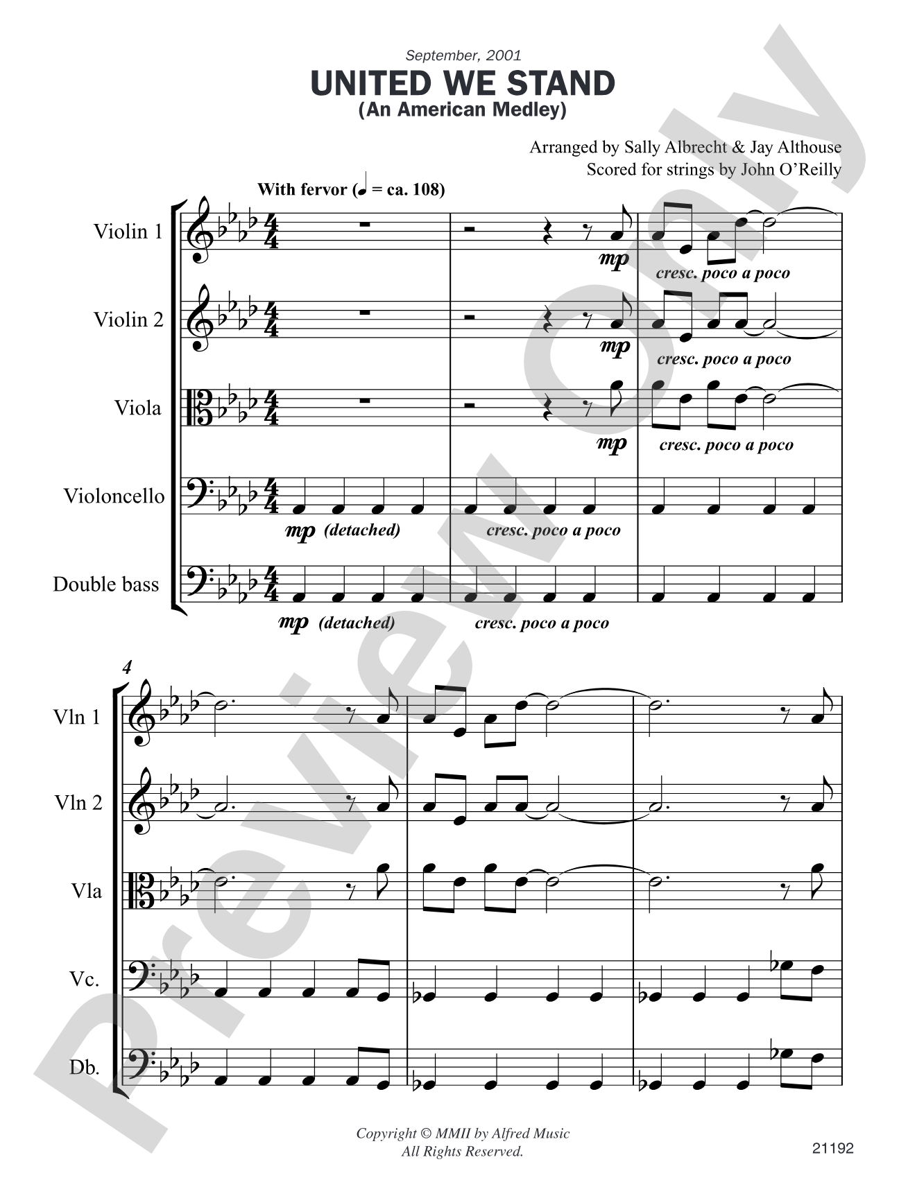 United We Stand (An American Medley): Choral Instrumental Parts