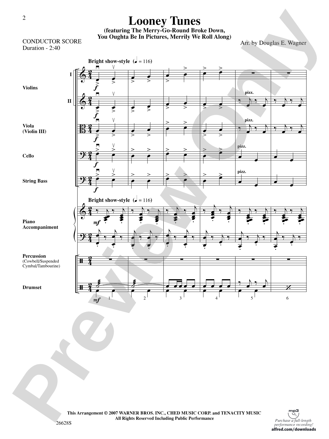 Looney Tunes: String Orchestra Conductor Score & Parts