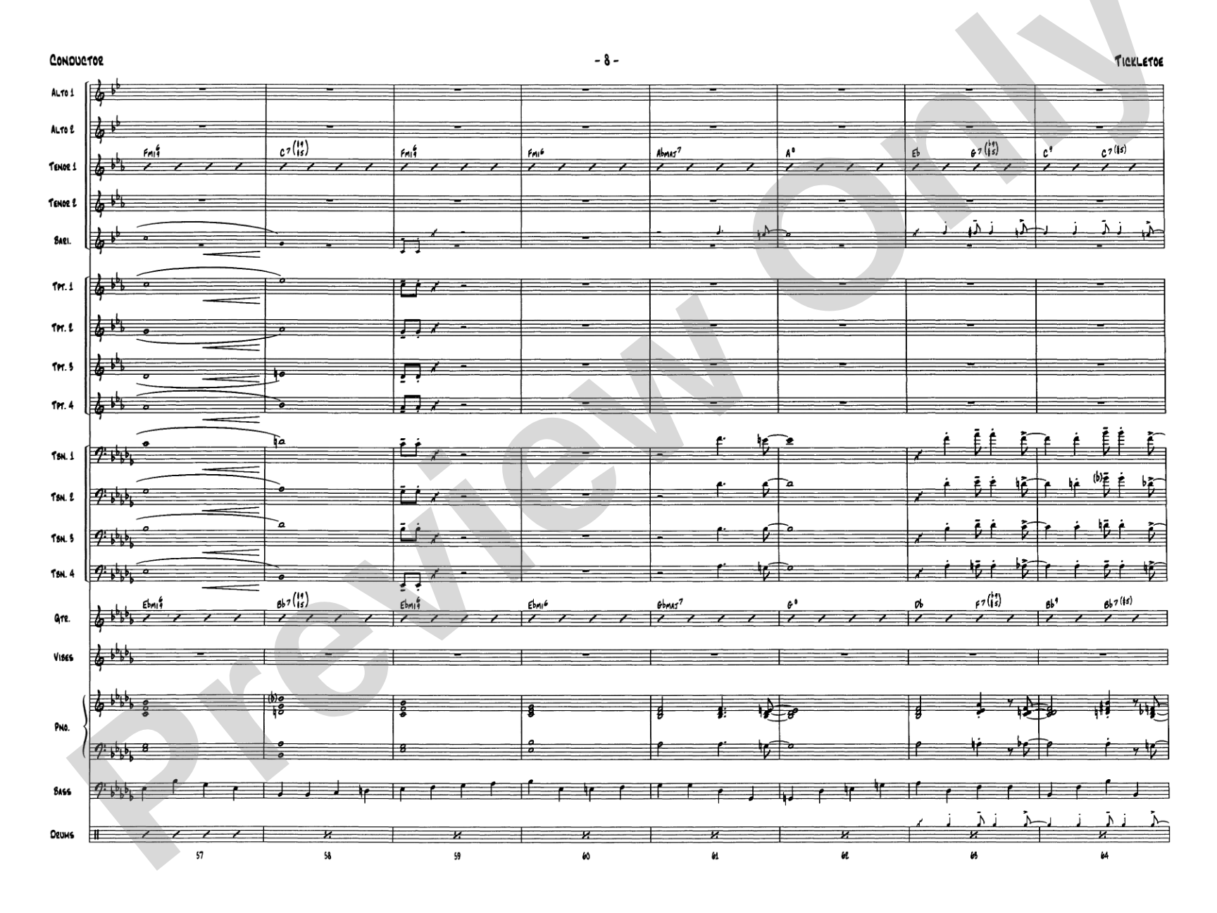 Tickletoe: Jazz Ensemble Conductor Score & Parts