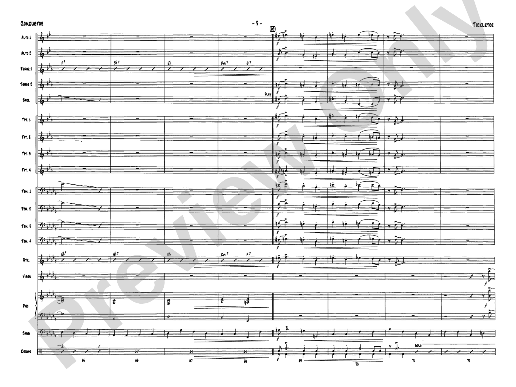 Tickletoe: Jazz Ensemble Conductor Score & Parts