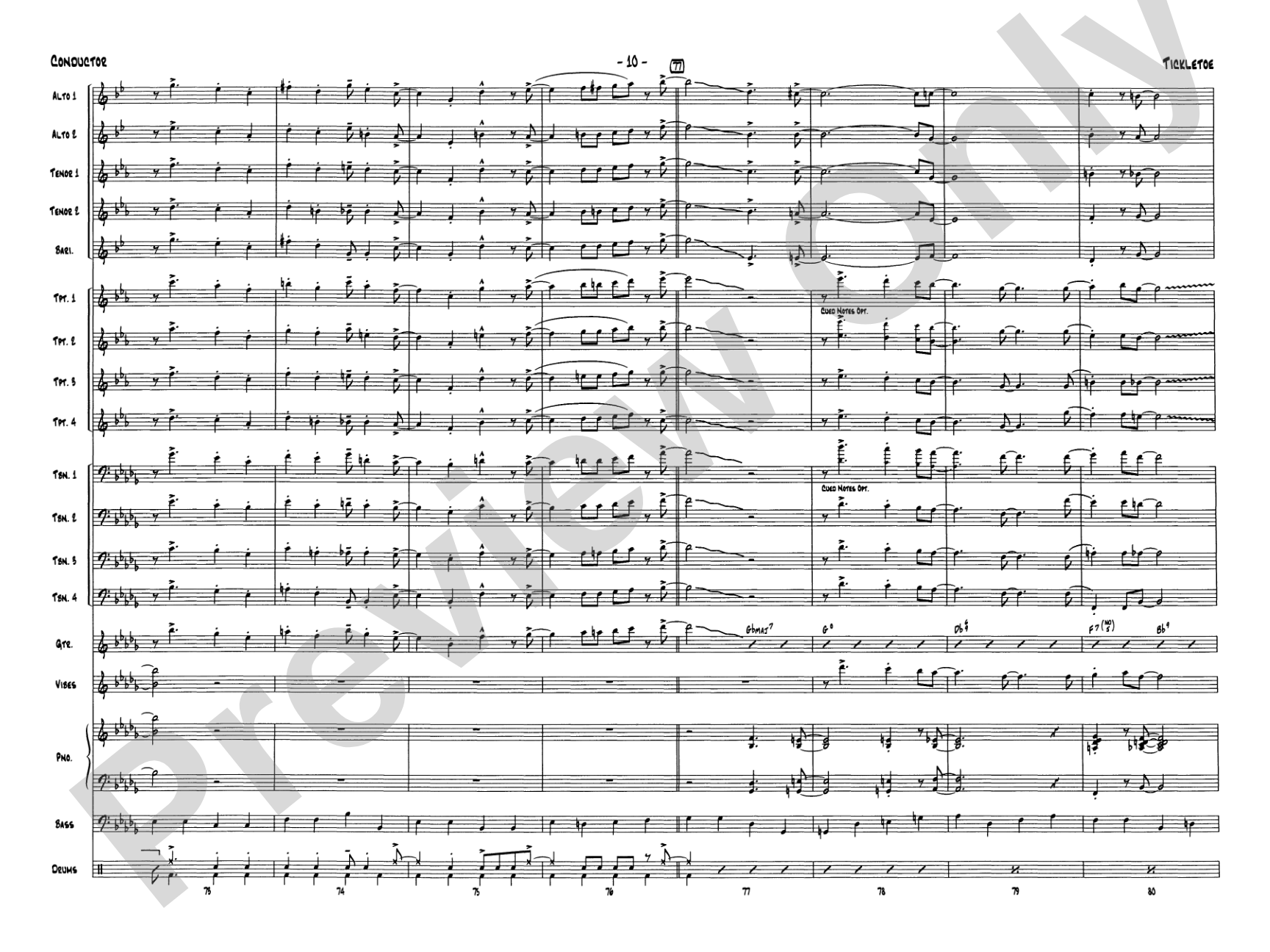 Tickletoe: Jazz Ensemble Conductor Score & Parts