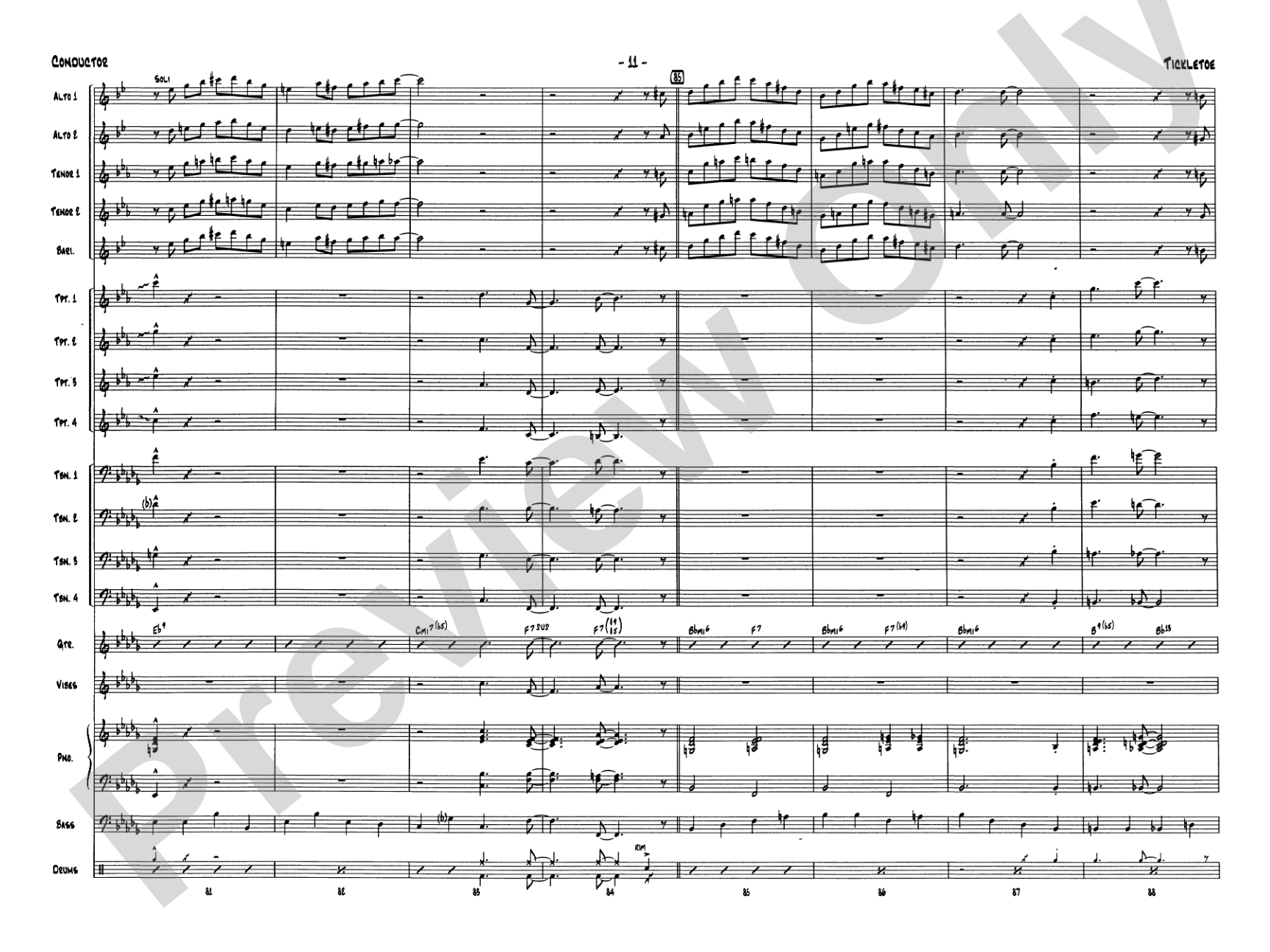 Tickletoe: Jazz Ensemble Conductor Score & Parts
