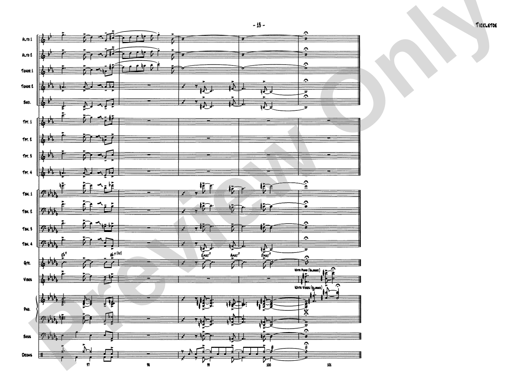 Tickletoe: Jazz Ensemble Conductor Score & Parts