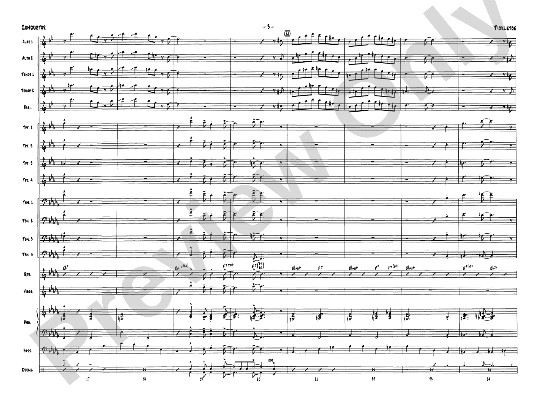Tickletoe: Jazz Ensemble Conductor Score & Parts