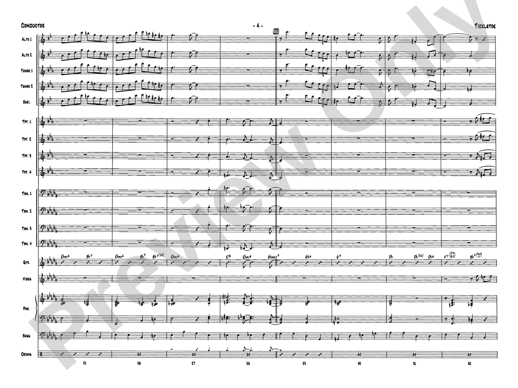 Tickletoe: Jazz Ensemble Conductor Score & Parts